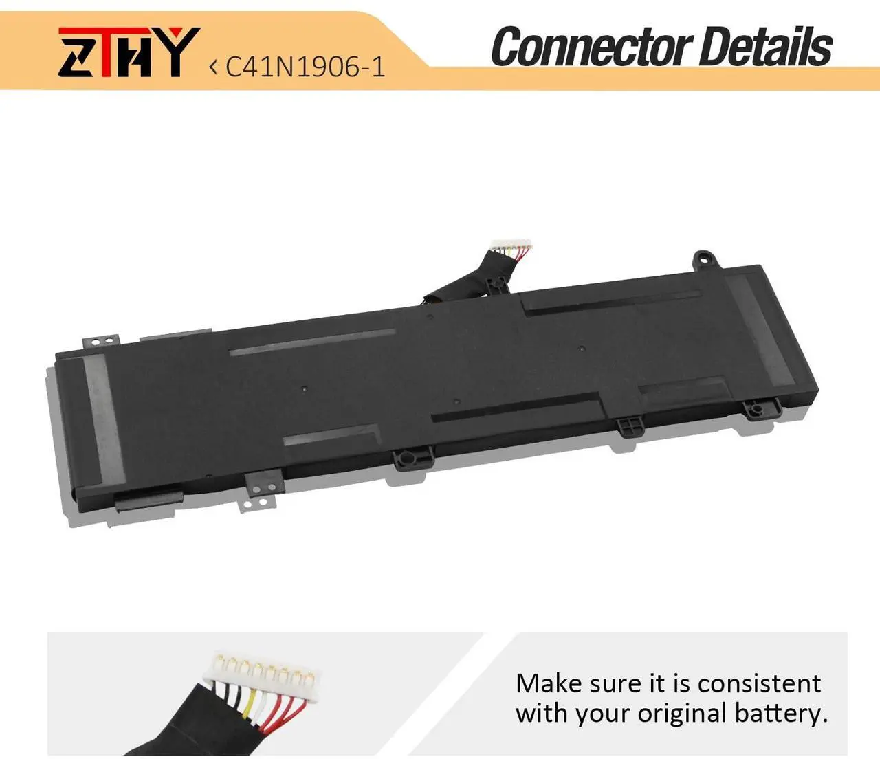 Alt view image 4 of 5 - C41N1906-1 Laptop Battery Replacement for ASUS TUF Gaming A15 A17 FA506 FA506IV FA706 FA706IC FA706ICB FA706IU FA506Q FA506QR FA506QM FA506QE FA706Q FA706QR FA706QM FA706QE FX706 FX706IU 15.4V 90Wh