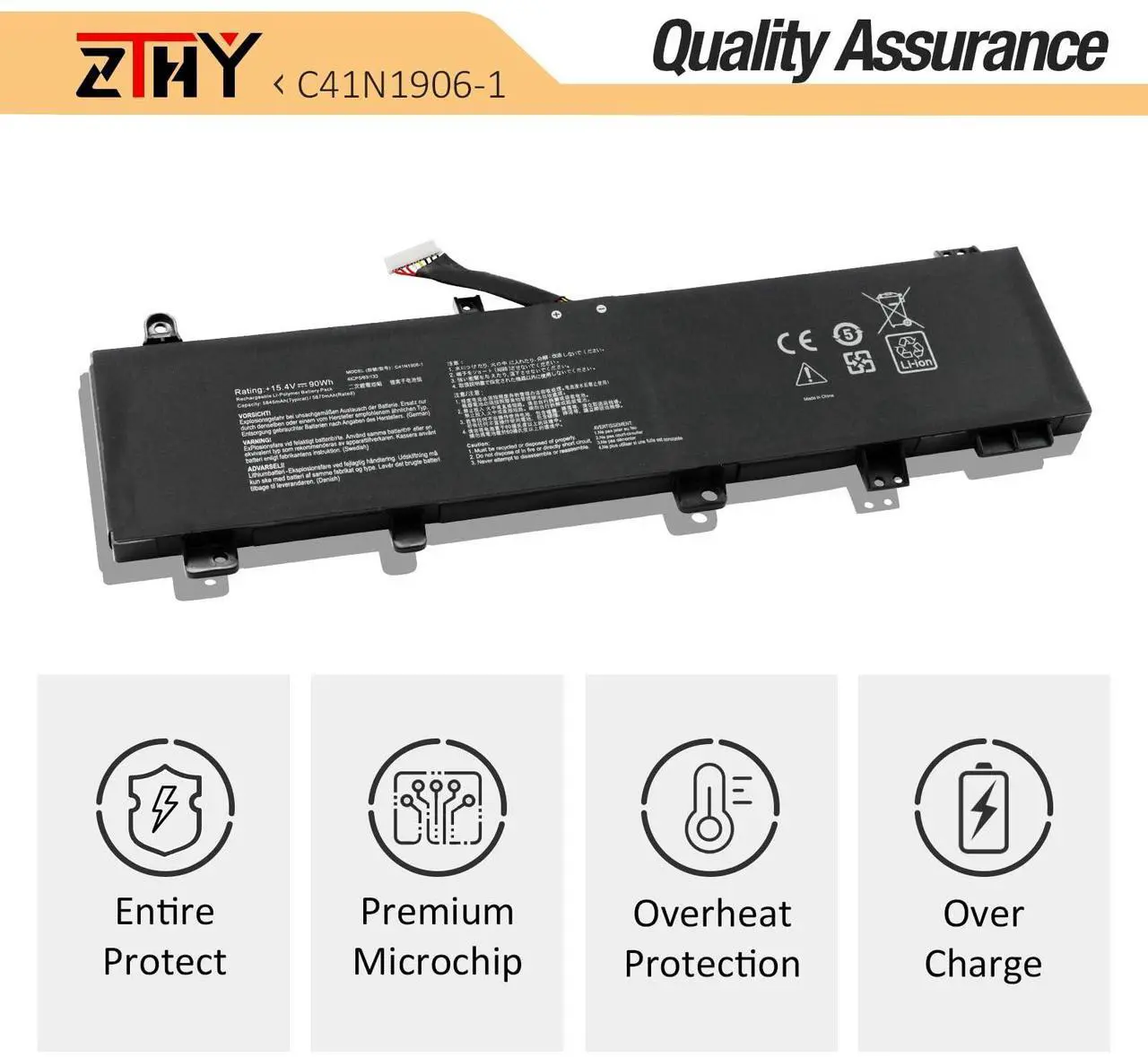 Alt view image 5 of 5 - C41N1906-1 Laptop Battery Replacement for ASUS TUF Gaming A15 A17 FA506 FA506IV FA706 FA706IC FA706ICB FA706IU FA506Q FA506QR FA506QM FA506QE FA706Q FA706QR FA706QM FA706QE FX706 FX706IU 15.4V 90Wh