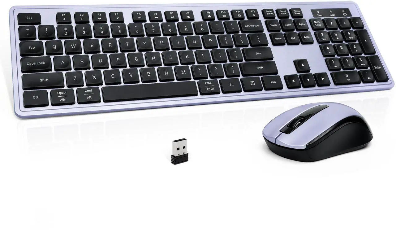 Main image of Wireless Keyboard and Mouse, 2.4GHz Cordless Keyboard Mouse Combo with Numeric Keypad, Plug and Play USB Receiver, Compatible with Windows, Mac, Laptop, and PC(Black Purple)