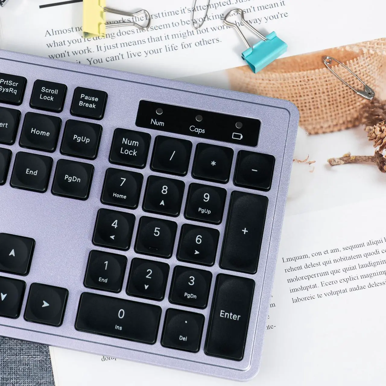 Alt view image 4 of 5 - Wireless Keyboard and Mouse, 2.4GHz Cordless Keyboard Mouse Combo with Numeric Keypad, Plug and Play USB Receiver, Compatible with Windows, Mac, Laptop, and PC(Black Purple)