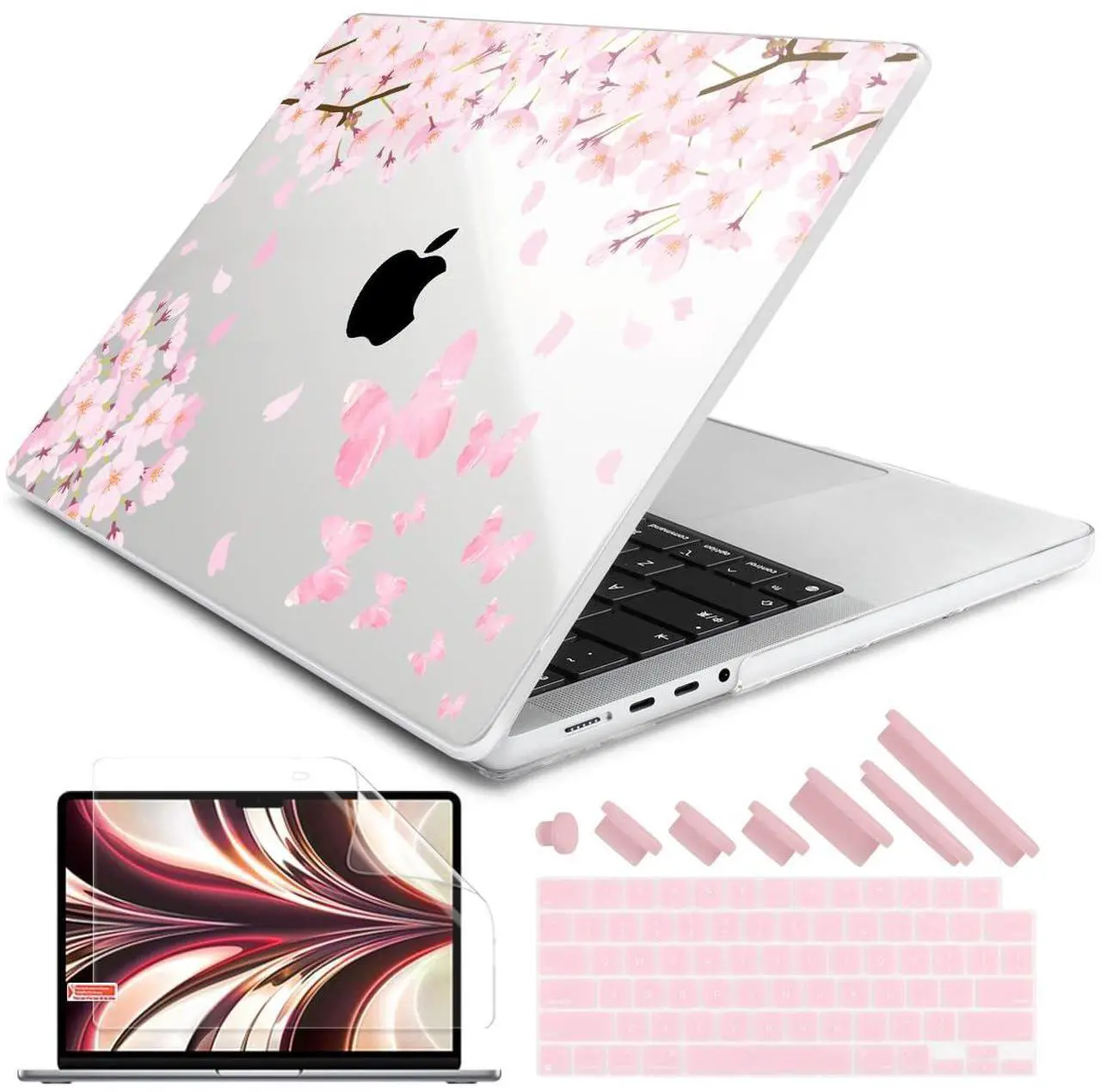 Main image of DONGKE for M4 MacBook Pro 16 Inch Case 2024 2023 2021 A3403 A3186 M3 A2991 M2 A2780 M1 A2485 Pro/Max Chip, Plastic Hard Shell Case & Keyboard Cover for Mac Pro 16 with Touch ID, Flower Blossoms