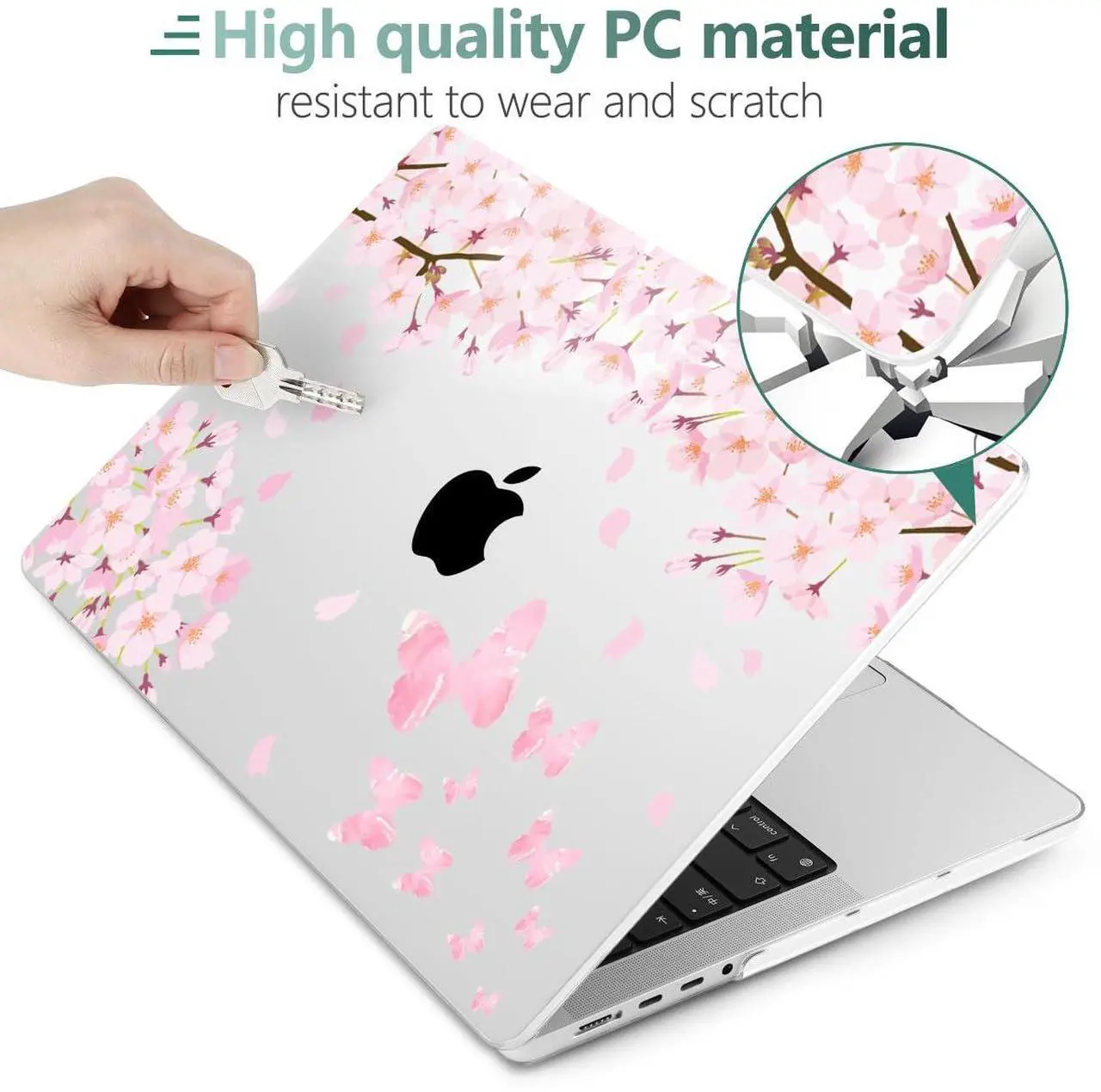 Alt view image 4 of 5 - DONGKE for M4 MacBook Pro 16 Inch Case 2024 2023 2021 A3403 A3186 M3 A2991 M2 A2780 M1 A2485 Pro/Max Chip, Plastic Hard Shell Case & Keyboard Cover for Mac Pro 16 with Touch ID, Flower Blossoms