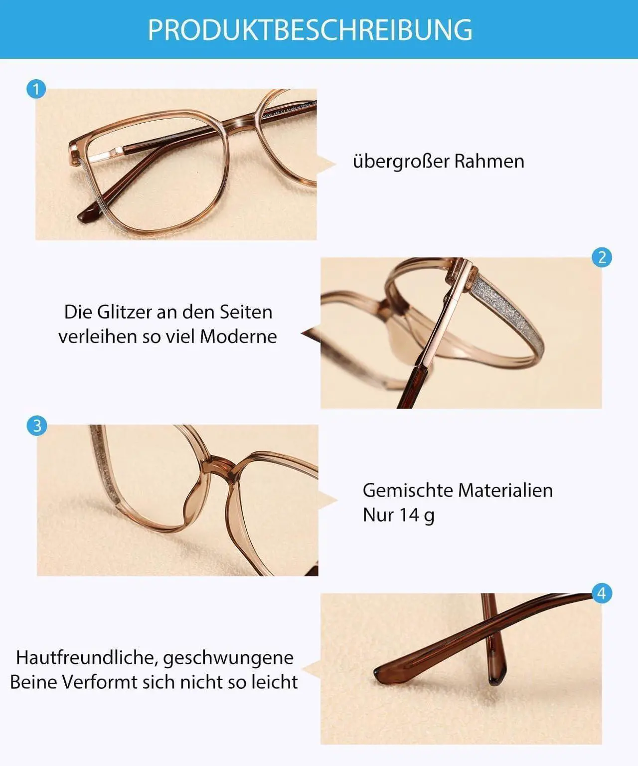 Alt view image 4 of 5 - Firmoo Blue Light Glasses for Women/Men, Computer Blue Light Blocking - Lightweight TR90 Square Frames Brown