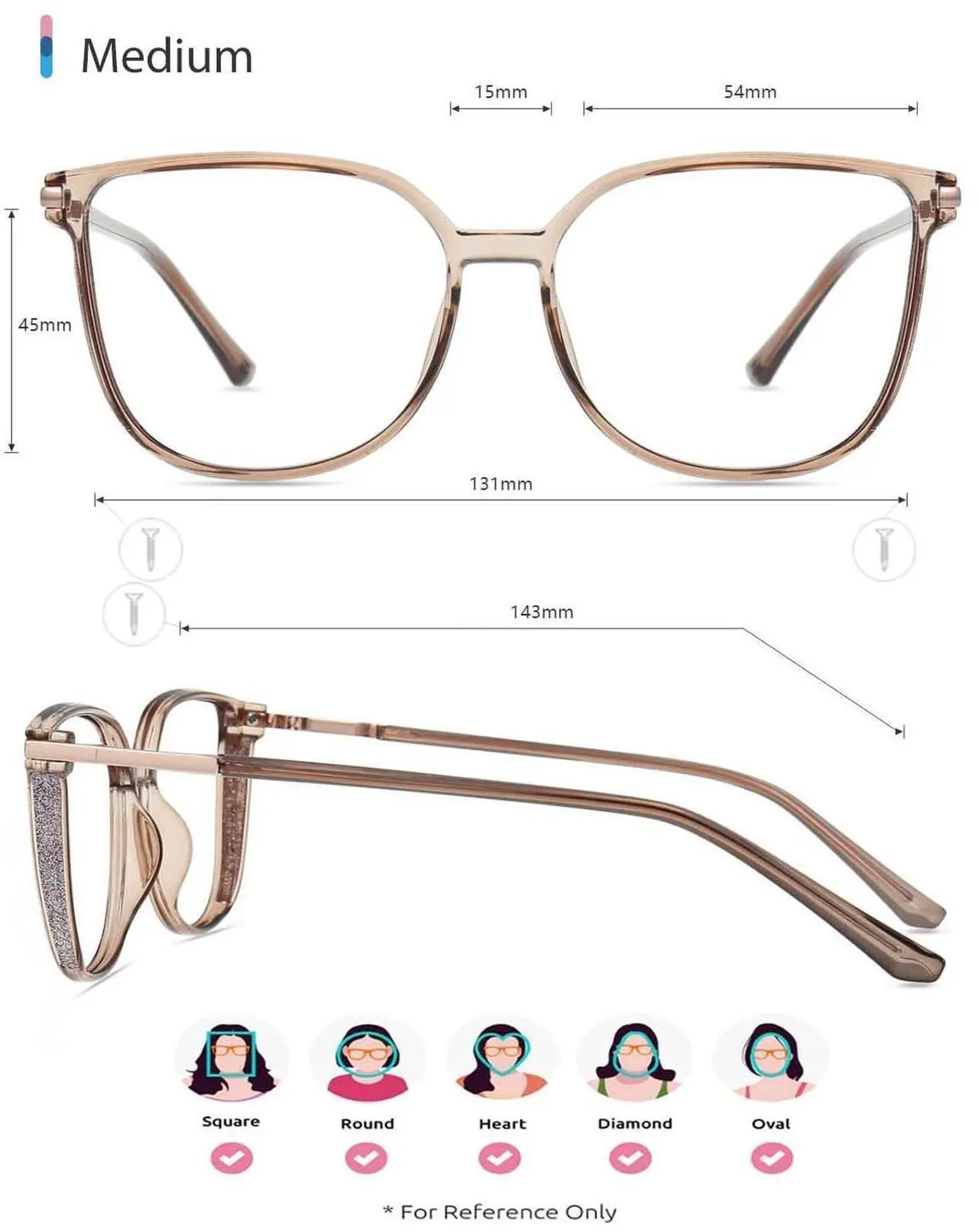 Alt view image 5 of 5 - Firmoo Blue Light Glasses for Women/Men, Computer Blue Light Blocking - Lightweight TR90 Square Frames Brown