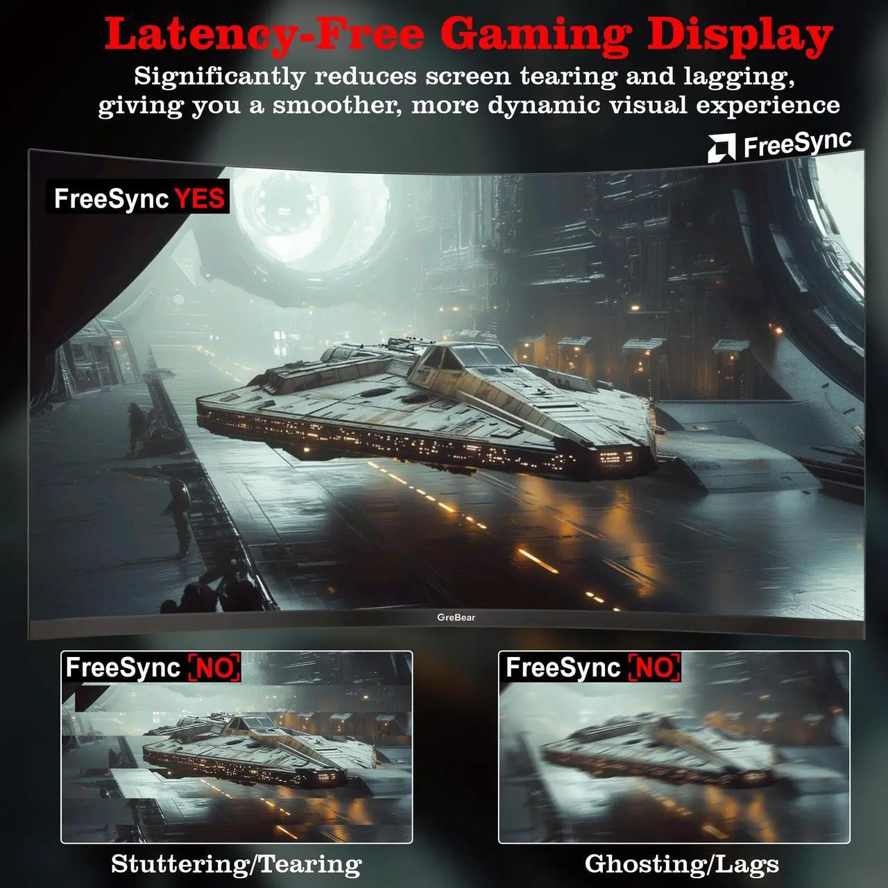 Alt view image 4 of 5 - 27 Inch Curved Monitor 1440P 180HZ 2K, Professional IPS PC Gaming Display QHD 2560x1440p Home Office Computer Screen, HDMI, DP, AdaptiveSync, 1500R, Tilt Adjustable, Build-in Speaker, 100x100mm VESA
