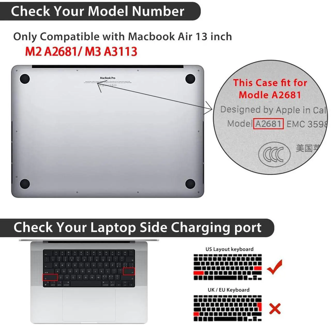 Alt view image 2 of 5 - HOHAIYOO for 2025 2024 2023 2022 MacBook Air 13 inch Case M4 A3240 M3 A3113 M2 A2681 with Touch ID& 13.6" Liquid Retina Display, Plastic Hard Shell&Keyboard Cover&Screen Film&Webcam Cover, Cute Puppy
