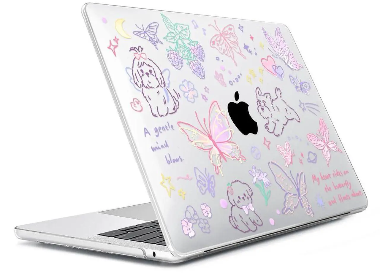 Alt view image 3 of 5 - HOHAIYOO for 2025 2024 2023 2022 MacBook Air 13 inch Case M4 A3240 M3 A3113 M2 A2681 with Touch ID& 13.6" Liquid Retina Display, Plastic Hard Shell&Keyboard Cover&Screen Film&Webcam Cover, Cute Puppy