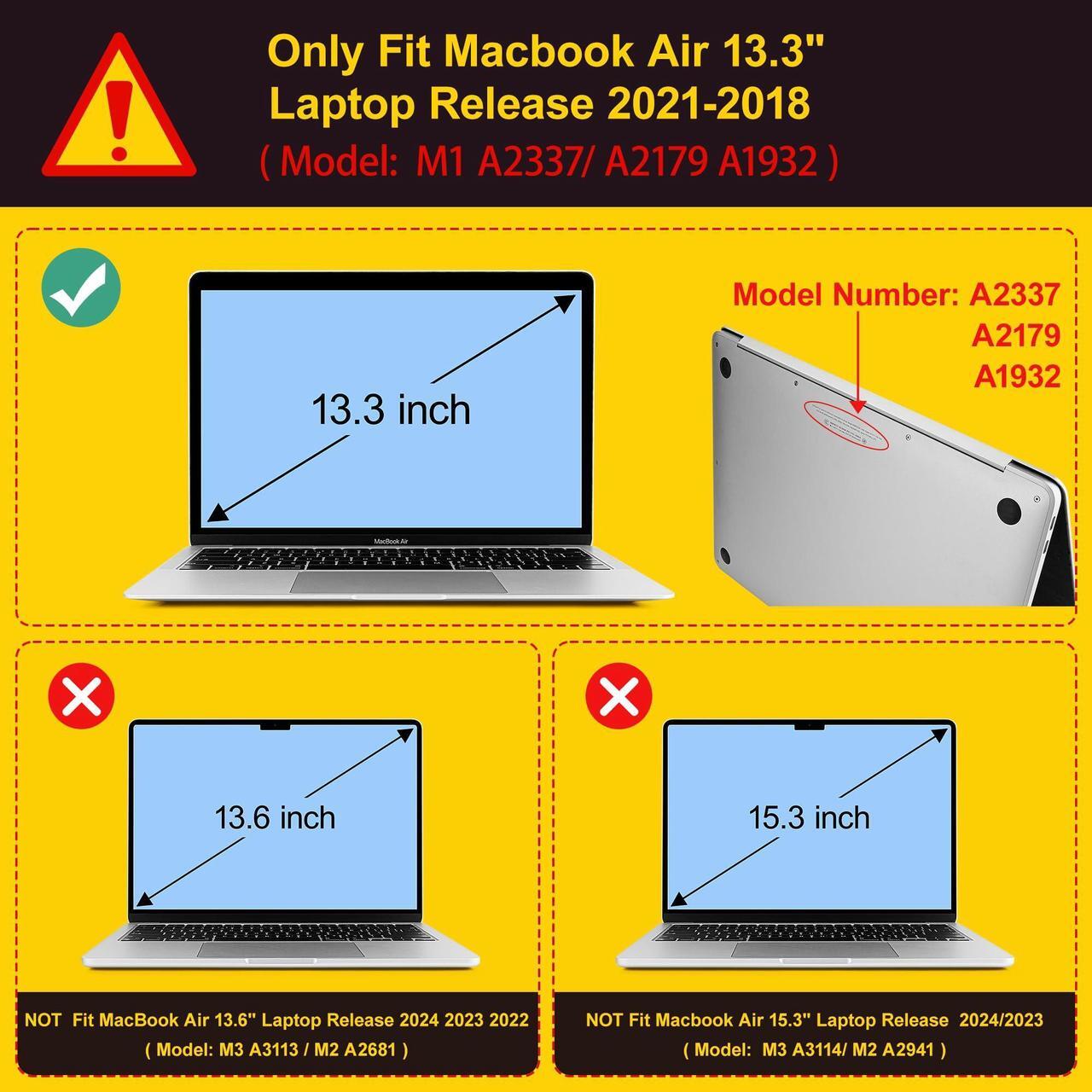 Alt view image 2 of 5 - ICEKEE Compatible with MacBook Air 13 inch Case 2021 2020 2019 2018 Release A2337 M1 A2179 A1932 with Retina Display & Touch ID, Plastic Hard Shell & Keyboard Cover,Landscape P373