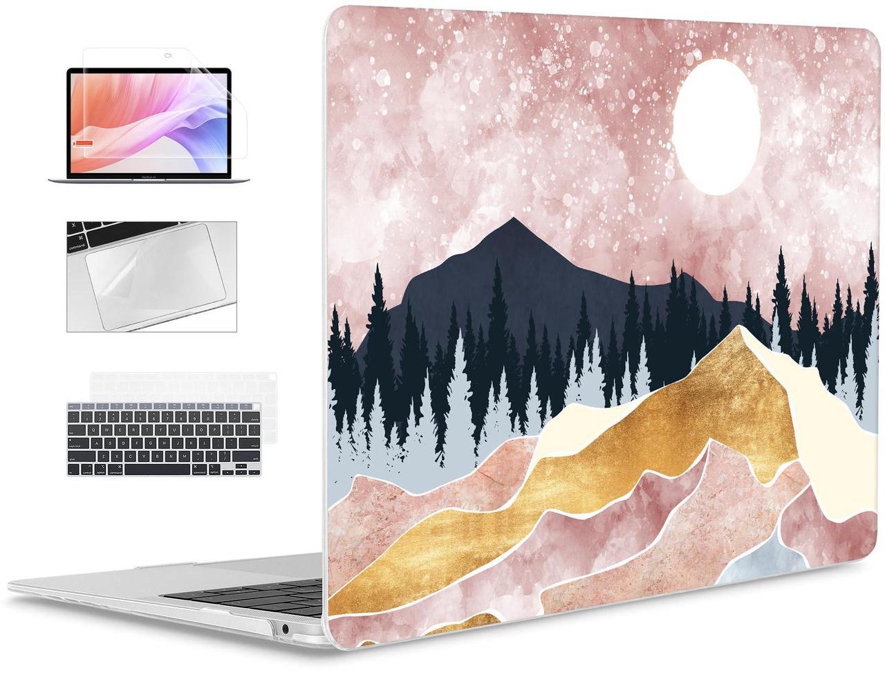 Main image of ICEKEE Compatible with MacBook Air 13 inch Case 2021 2020 2019 2018 Release A2337 M1 A2179 A1932 with Retina Display & Touch ID, Plastic Hard Shell & Keyboard Cover,Landscape P373