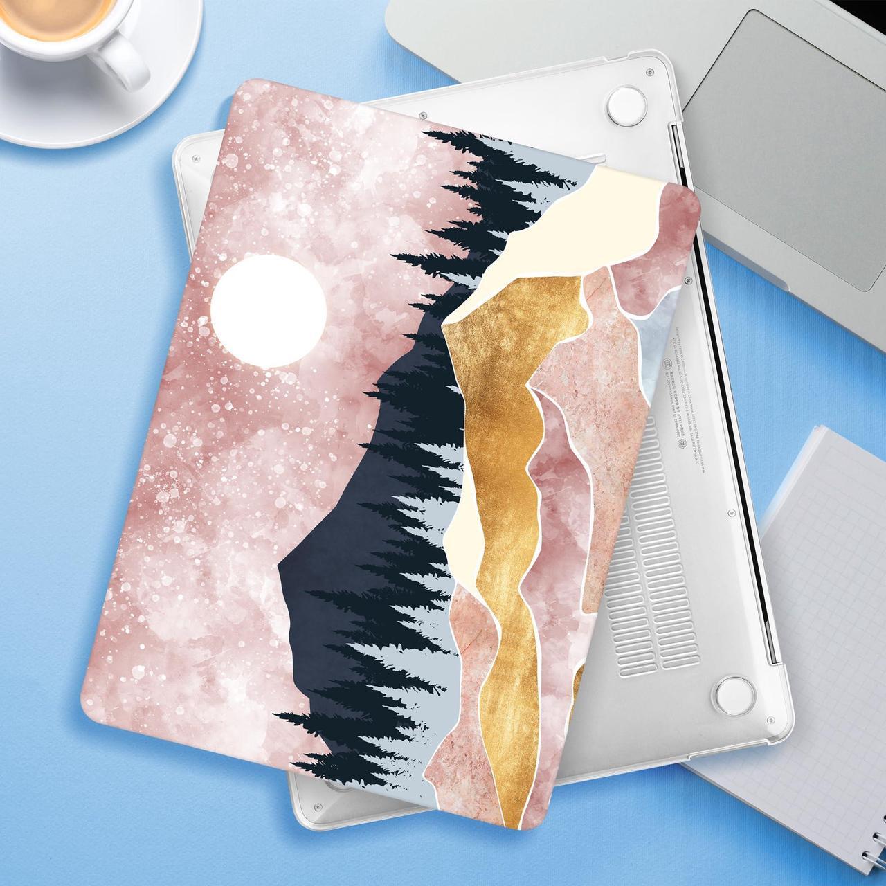 Alt view image 3 of 5 - ICEKEE Compatible with MacBook Air 13 inch Case 2021 2020 2019 2018 Release A2337 M1 A2179 A1932 with Retina Display & Touch ID, Plastic Hard Shell & Keyboard Cover,Landscape P373