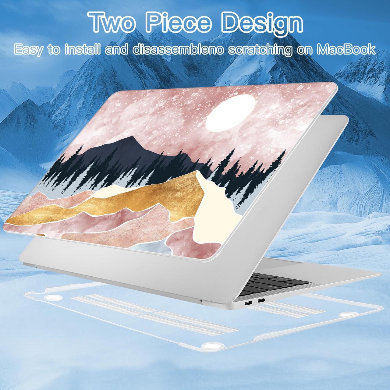 Alt view image 5 of 5 - ICEKEE Compatible with MacBook Air 13 inch Case 2021 2020 2019 2018 Release A2337 M1 A2179 A1932 with Retina Display & Touch ID, Plastic Hard Shell & Keyboard Cover,Landscape P373