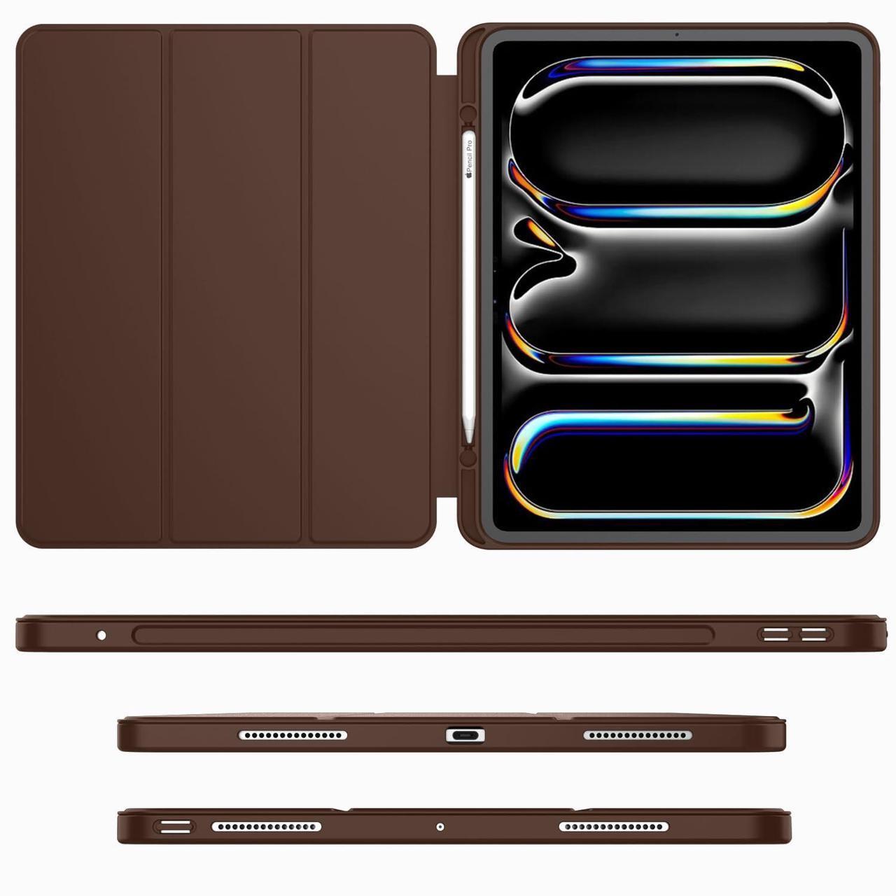 Alt view image 2 of 5 - iMieet iPad Pro 13 Inch Case M4 (2024) with Pencil Holder, [Support Pencil Pro and Pencil (USB-C)],Trifold Stand Smart Case with Soft TPU Back, Auto Wake/Sleep (Chocolate)