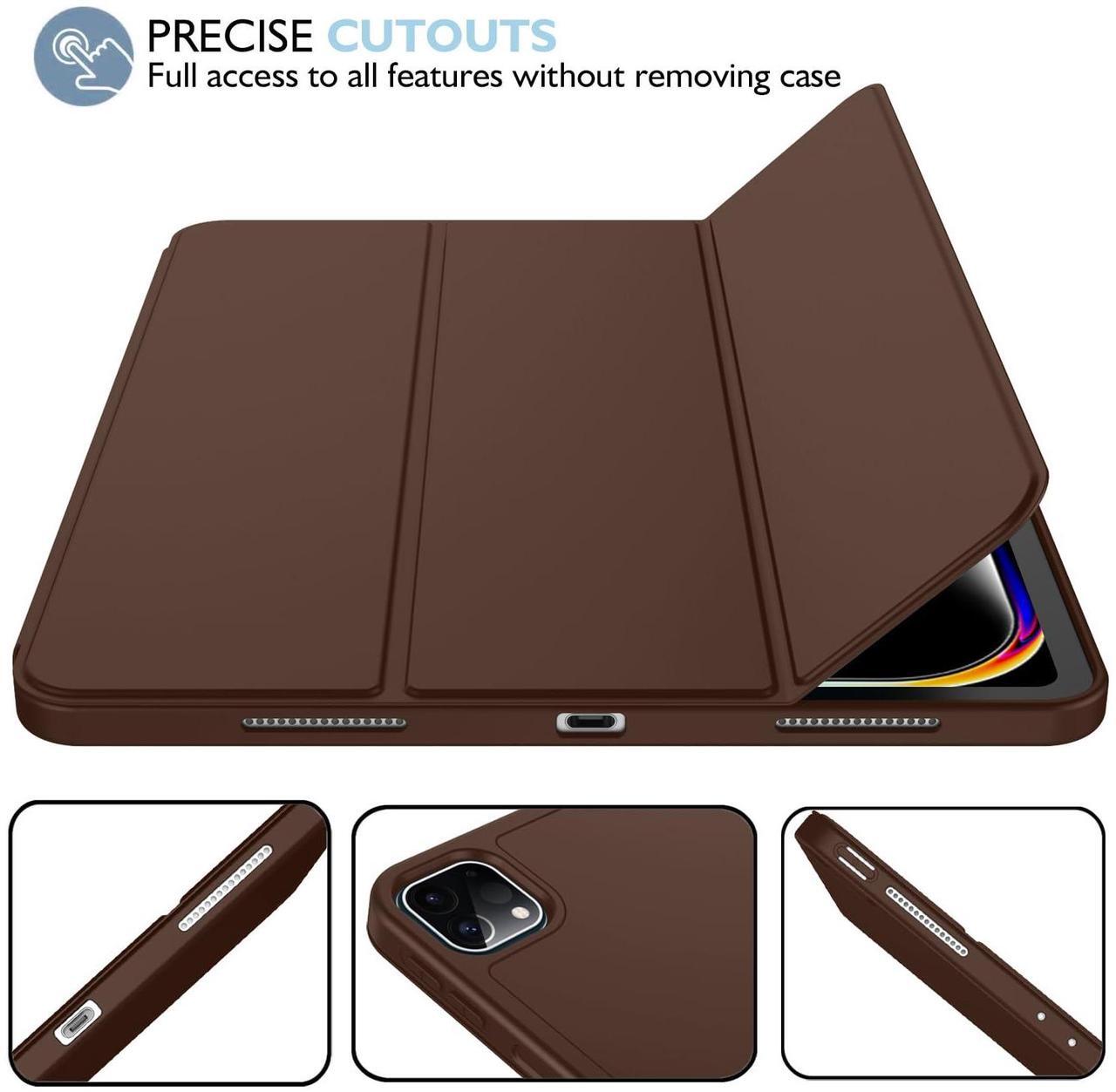 Alt view image 4 of 5 - iMieet iPad Pro 13 Inch Case M4 (2024) with Pencil Holder, [Support Pencil Pro and Pencil (USB-C)],Trifold Stand Smart Case with Soft TPU Back, Auto Wake/Sleep (Chocolate)