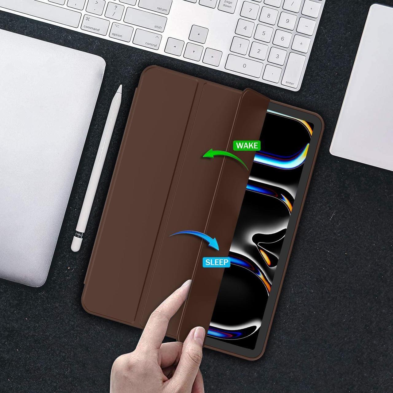 Alt view image 5 of 5 - iMieet iPad Pro 13 Inch Case M4 (2024) with Pencil Holder, [Support Pencil Pro and Pencil (USB-C)],Trifold Stand Smart Case with Soft TPU Back, Auto Wake/Sleep (Chocolate)