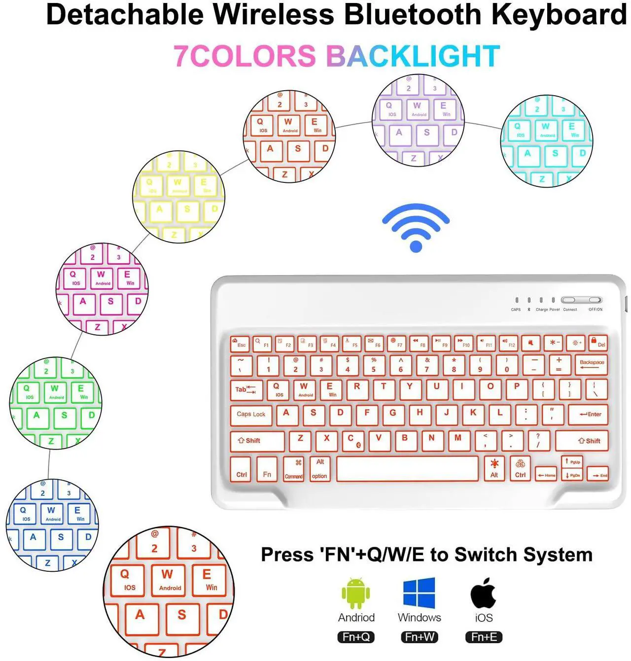 Alt view image 3 of 5 - IVEOPPE Keyboard Case for Xiaomi Redmi Pad Pro 12.1 Inch 2024/Xiaomi Poco Pad 12.1", 7 Colors Backlit, Detachable Bluetooth Wireless Keyboard Slim PU Stand Cover with Pencil Holder,Rose Gold