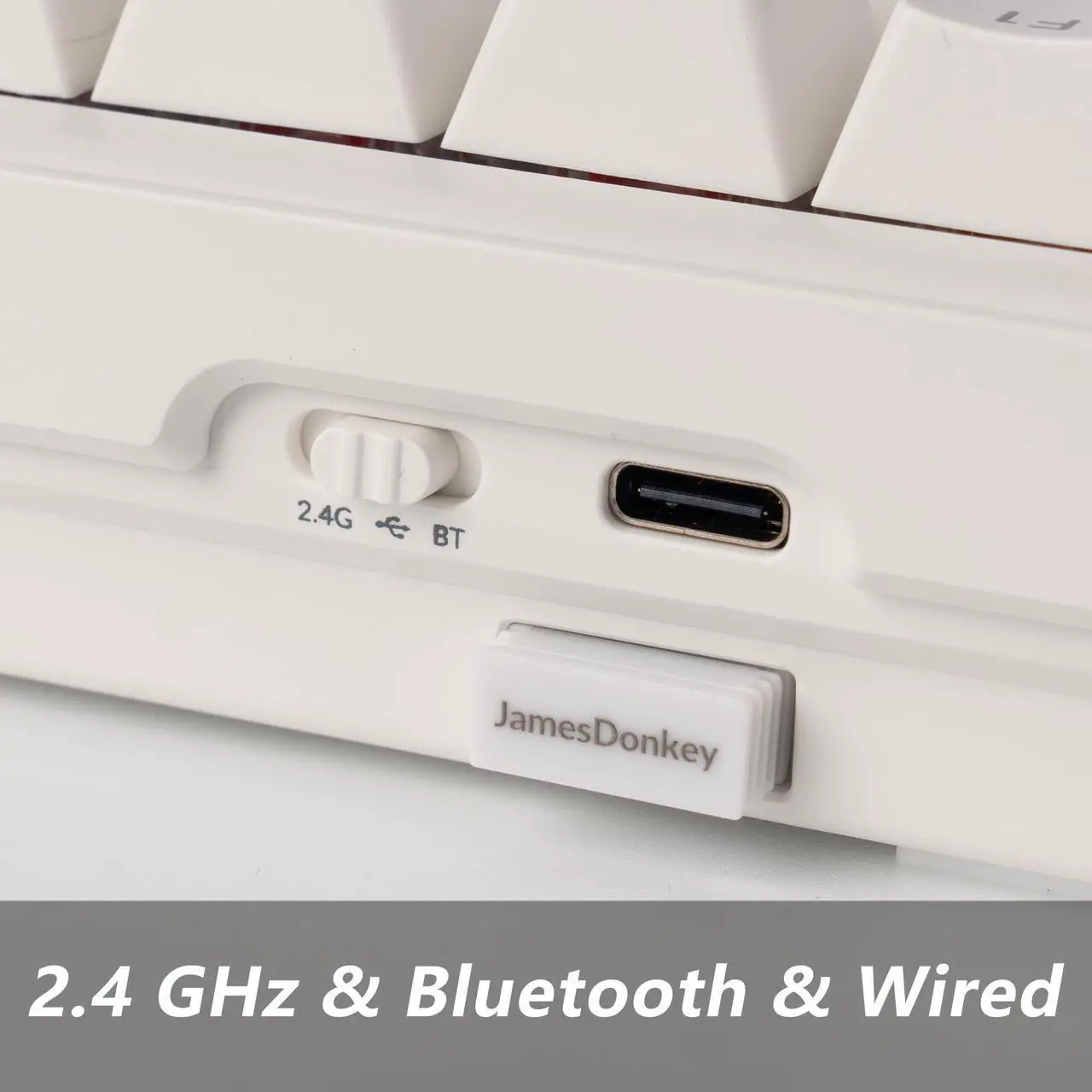 Alt view image 5 of 5 - JamesDonkey J2 75% Wireless Mechanical Gaming Keyboard, QMK/VIA Gasket Hot Swappable 82 Keys Tri-Mode BT5.1/USB-C/2.4GHz RGB Backlit with Custom Knob Super Brown Switch, PTB Keycap - White