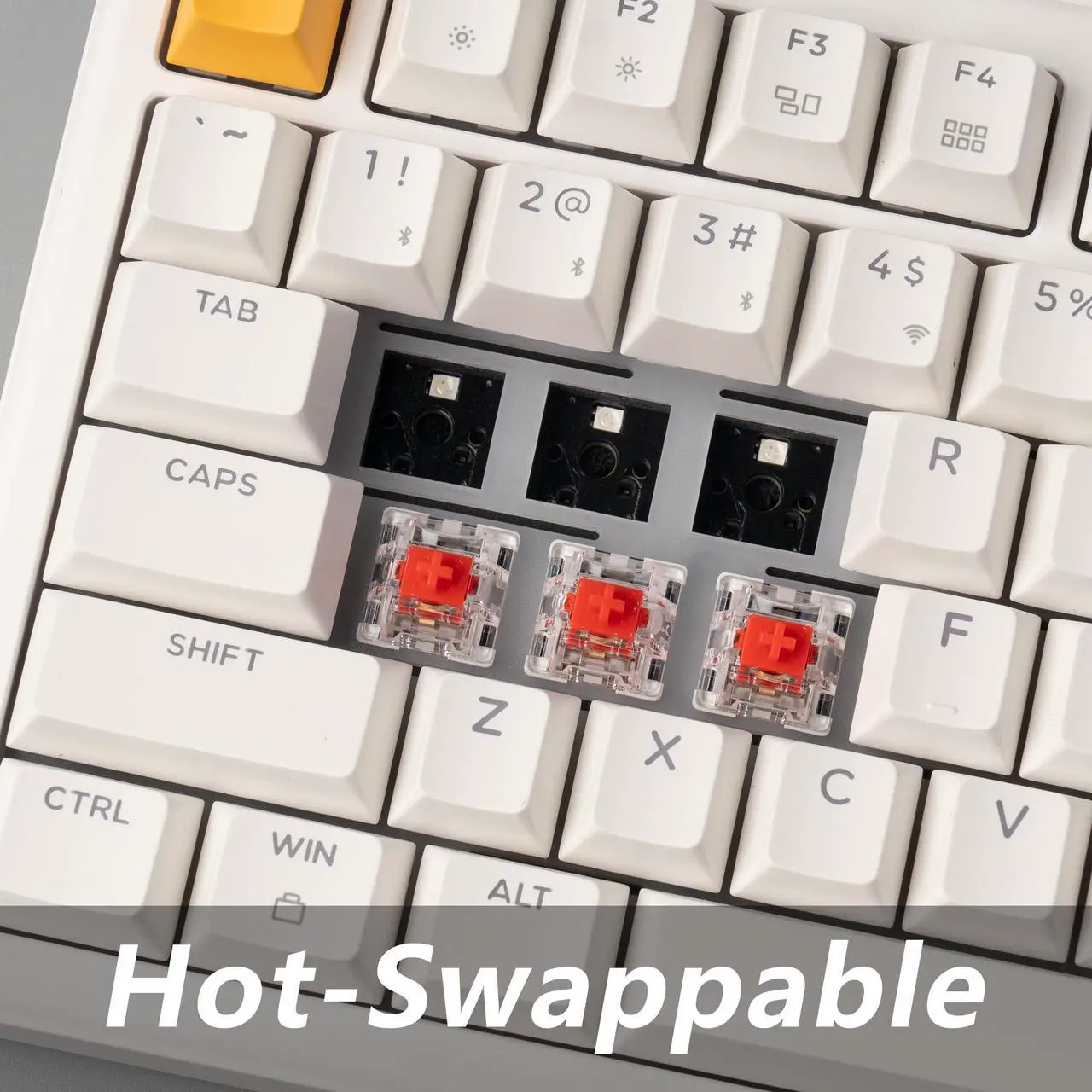 Alt view image 4 of 5 - JamesDonkey J2 75% Wireless Mechanical Gaming Keyboard, QMK/VIA Gasket Hot Swappable 82 Keys Tri-Mode BT5.1/USB-C/2.4GHz RGB Backlit with Custom Knob Super Brown Switch, PTB Keycap - White