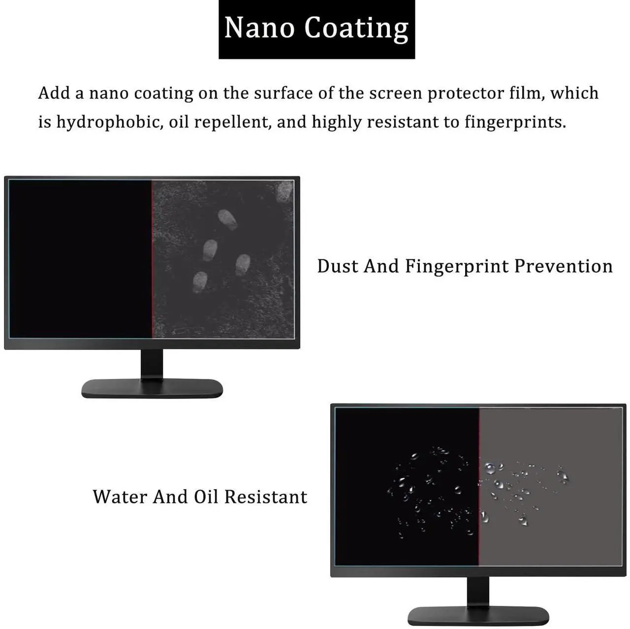 Alt view image 4 of 5 - 2 Pack 24" Anti Glare Screen Protector for 24-inch 16:9 Widescreen Desktop PC LED Monitor, 24-inch Sceptre/LG/Dell/HP/Acer/ViewSonic/ASUS/Aoc/Samsung Widescreen Monitor Matte Screen Protector