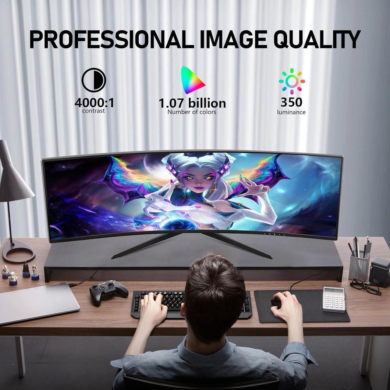 Alt view image 3 of 5 - ZZA 34 Inch Monitor Curved Ultrawide,34 Inch Gaming Curved Monitor R1500 165hz Refresh Rate165Hz(DP)/144HZ (HDMI) WQHD 3440x1440,Computer Monitors 1ms, FreeSync & G-Sync,HDR10,122% sRGB,VESA