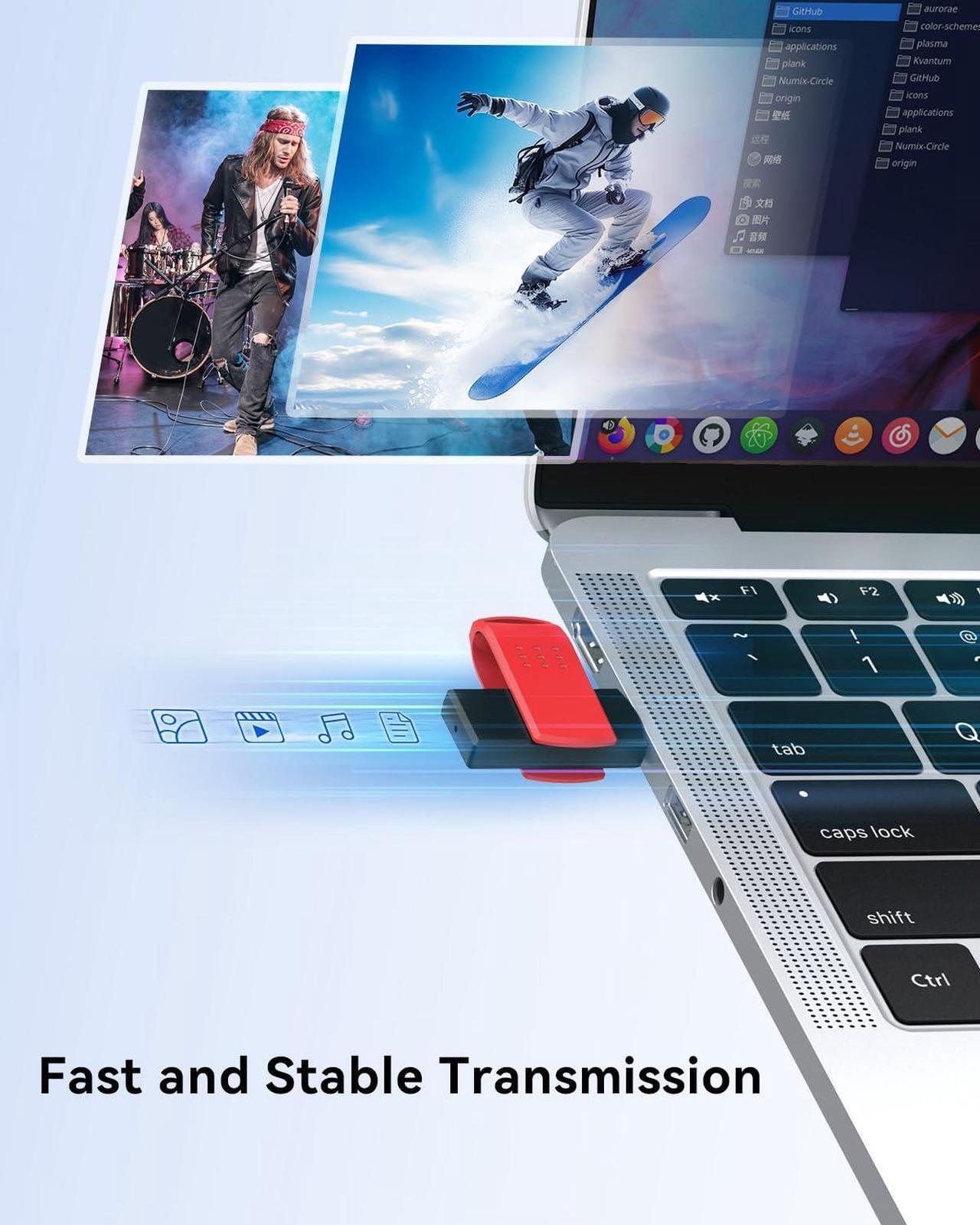 Alt view image 5 of 5 - KEXIN 16GB Flash Drive 10 Pack USB 2.0 Thumb Drives Swivel Memory Stick Bulk USB Drive with LED Light - Green, Red, Black, Blue, Yellow