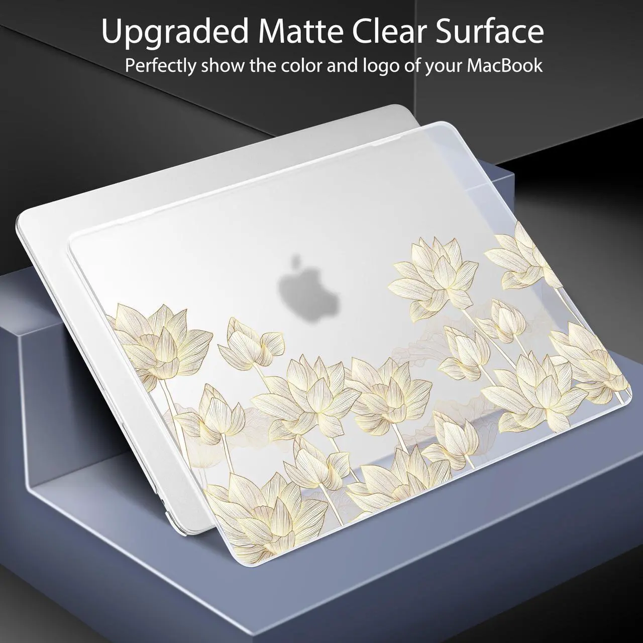 Alt view image 3 of 5 - Lepeoac for MacBook Air 15 inch Case 2023 2024 2025 Release A3241 M4 A3114 M3 A2941 M2 with Liquid Retina Display & Touch ID, Hard Shell with Screen Protector & Webcam Cover & Keyboard Cover, Lotus