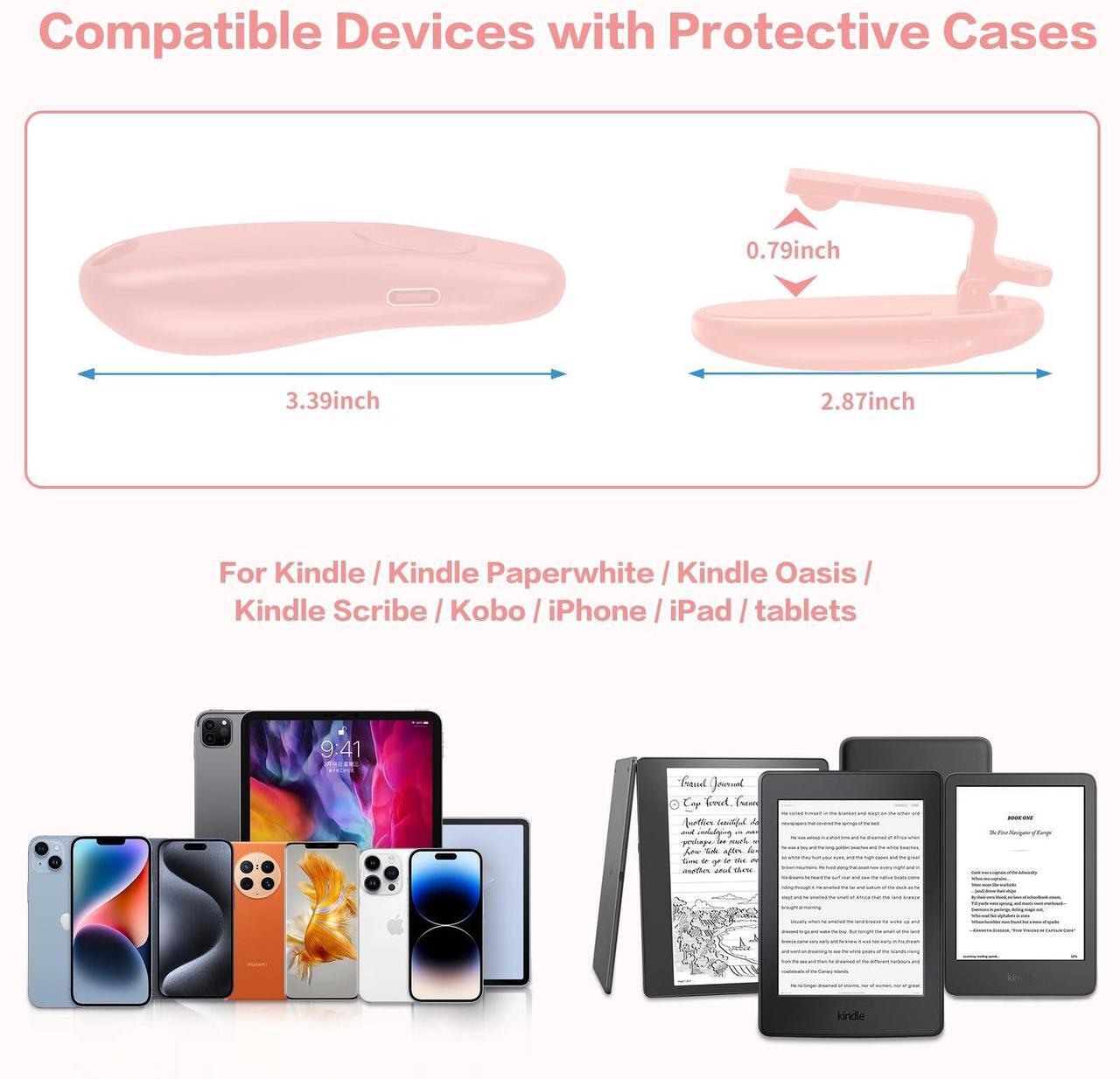 Alt view image 3 of 5 - Tablet Holder for Kindle Reading in Bed with Remote Page Turner, Lazy Arm Stand for Kindle Accessories Paperwhite Colorsoft, Desk Bedside Stand for Pad,Ebook APP,Gifts for Readers Women Men (Pink)