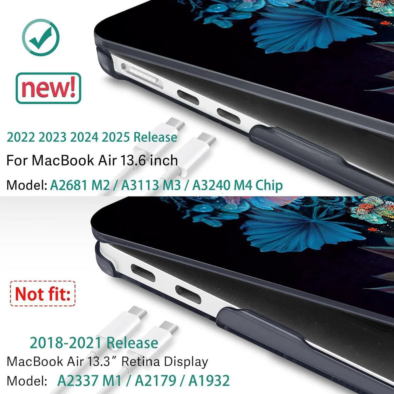 Alt view image 3 of 5 - May Chen for M4 MacBook Air 13.6 Inch Case 2025 2024 2023 2022 Release Models: A3240 A3113 M3 A2681 M2, Plastic Hard Shell Case for MacBook Air 13.6" with Retina Display Fits Touch ID, Elephant