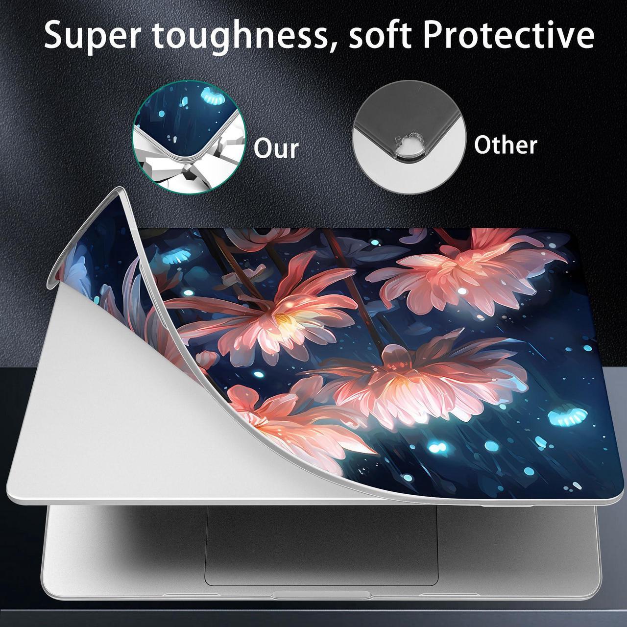 Alt view image 4 of 5 - May Chen Case for M4 MacBook Pro 16 inch, Surface Hard Shell Cover with Screen Protector & Keyboard Cover, Chrysanthemum