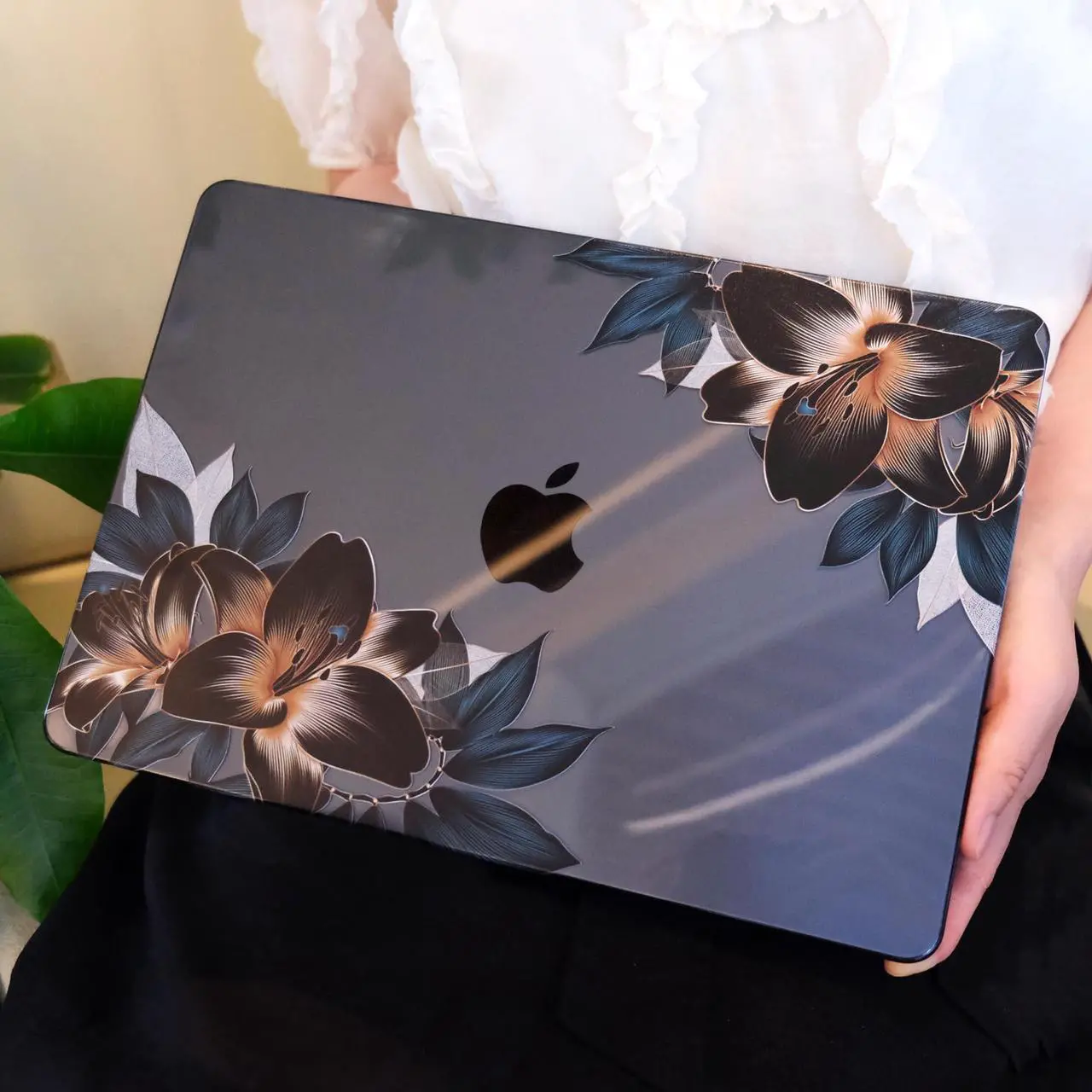 Alt view image 5 of 5 - MEEgoodo Case for MacBook Air M4/M3/M2 13.6 inch 2025 2024 2022, Fit Model A3240 A3113 A2681, Compatible with MacBook Air 13 inch, Laptop Hard Shell Case with Keyboard Cover, Golden Lilies