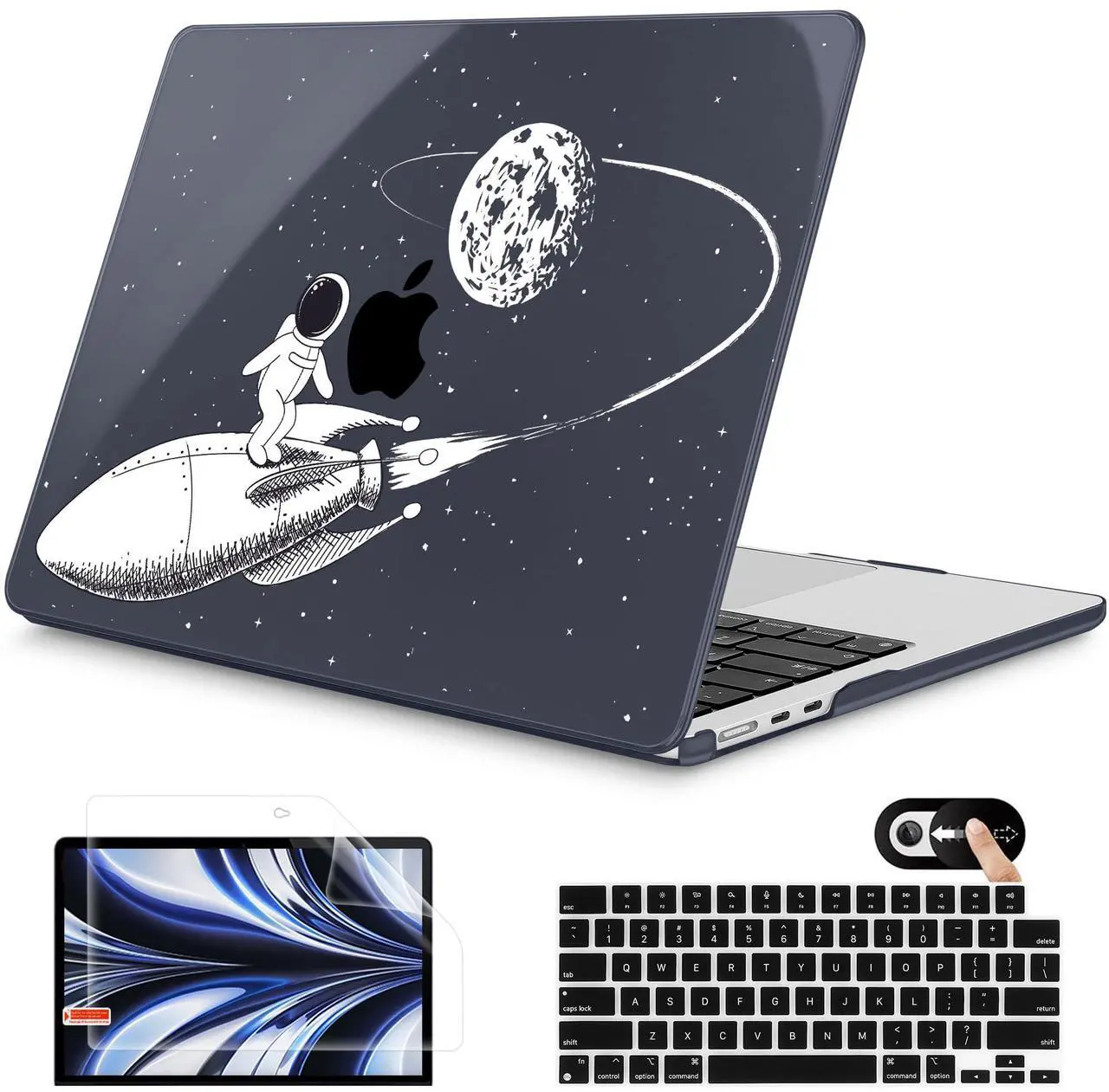 Main image of Mektron for 2025 M4 MacBook Air 13.6 Inch A3240 Case Fits 2023 A2681 M2 2024 A3113 M3 Chip with Liquid Retina Display Touch ID, Printed Plastic Hard Shell Cover for MacBook Air 13.6", Astronaut