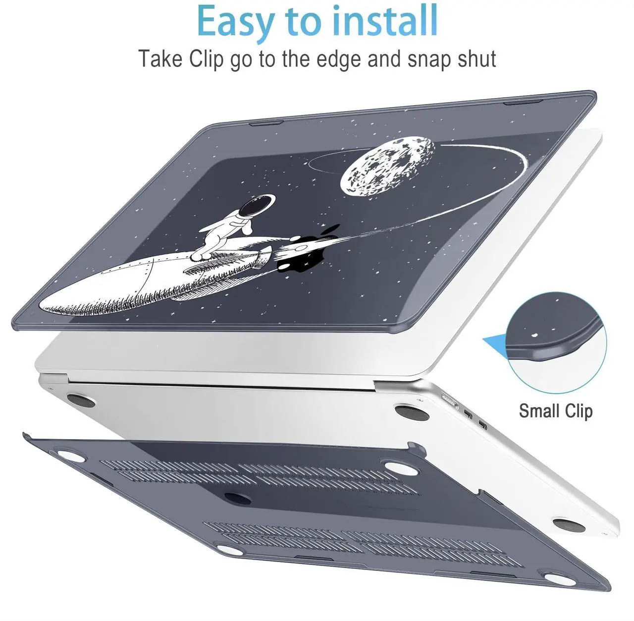 Alt view image 3 of 5 - Mektron for 2025 M4 MacBook Air 13.6 Inch A3240 Case Fits 2023 A2681 M2 2024 A3113 M3 Chip with Liquid Retina Display Touch ID, Printed Plastic Hard Shell Cover for MacBook Air 13.6", Astronaut