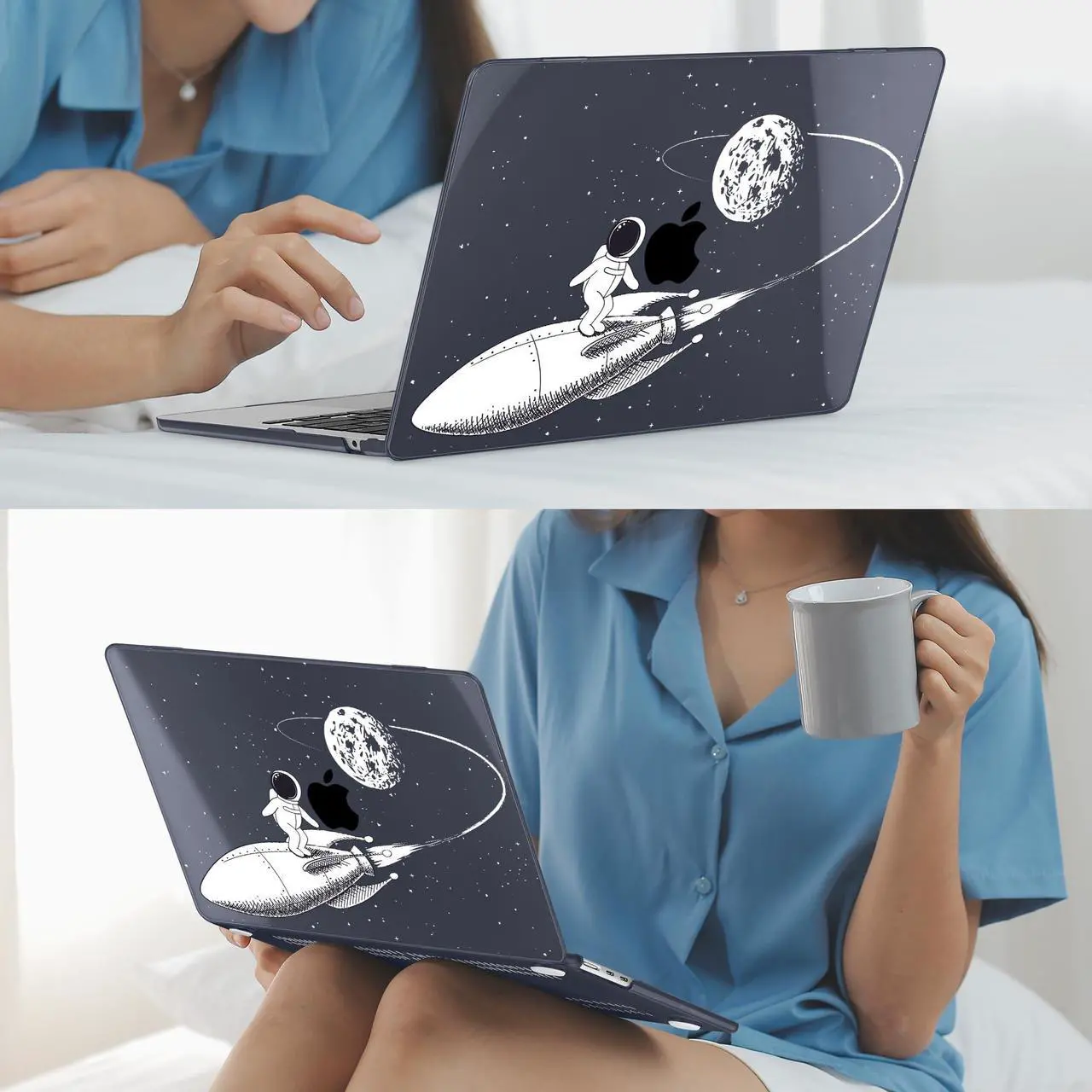 Alt view image 5 of 5 - Mektron for 2025 M4 MacBook Air 13.6 Inch A3240 Case Fits 2023 A2681 M2 2024 A3113 M3 Chip with Liquid Retina Display Touch ID, Printed Plastic Hard Shell Cover for MacBook Air 13.6", Astronaut