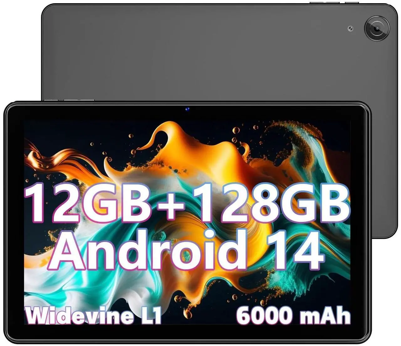 Main image of Rebecco 2024 Tablet 10 Inch Android 14 Tablets, 12GB RAM+128GB ROM(Expand to 1TB), Octa Core 1280 * 800 IPS HD Display Android Tablet, Unisoc A523 CPU, 5G/2.4G WiFi, Dual 5MP+8MP Camera,(Gray)