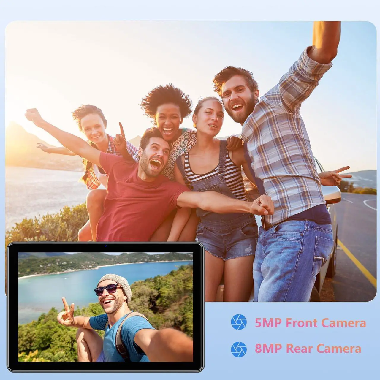 Alt view image 5 of 5 - Rebecco 2024 Tablet 10 Inch Android 14 Tablets, 12GB RAM+128GB ROM(Expand to 1TB), Octa Core 1280 * 800 IPS HD Display Android Tablet, Unisoc A523 CPU, 5G/2.4G WiFi, Dual 5MP+8MP Camera,(Gray)