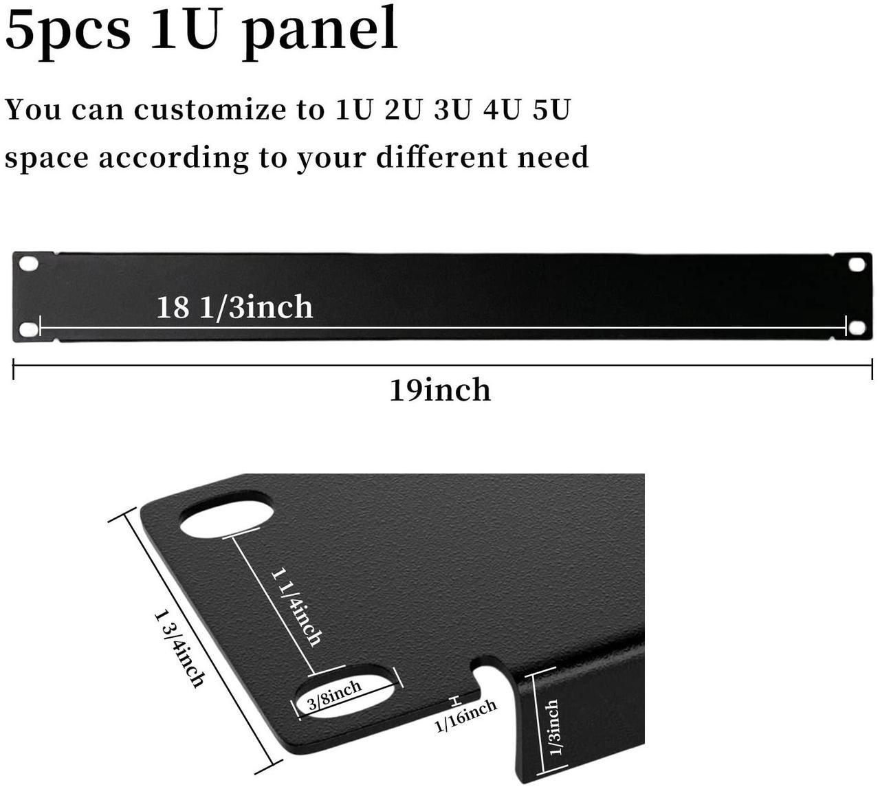 Alt view image 2 of 5 - 1U Blank Panel Rack Mount Spacer Filler Panel 19" Black Rack Blanking Blind Panel for Server Network Rack Enclosure Or Cabinet-5pcs (1U-5PCs)