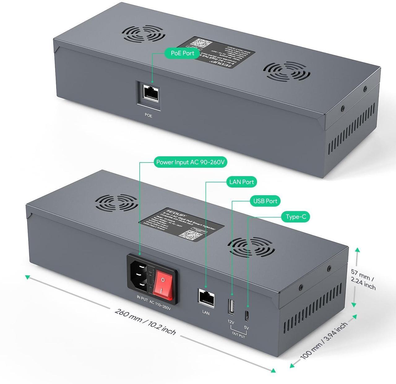Alt view image 3 of 5 - Starlink Gen 3 PoE Injector, 200W GigE Passive & ESD Protection for Gen 3 Starlink, AC Input 110-260V, USB & Type-C Power Output and DC Step-Up Converter DC 54V 3A for Starlink Standard Dish