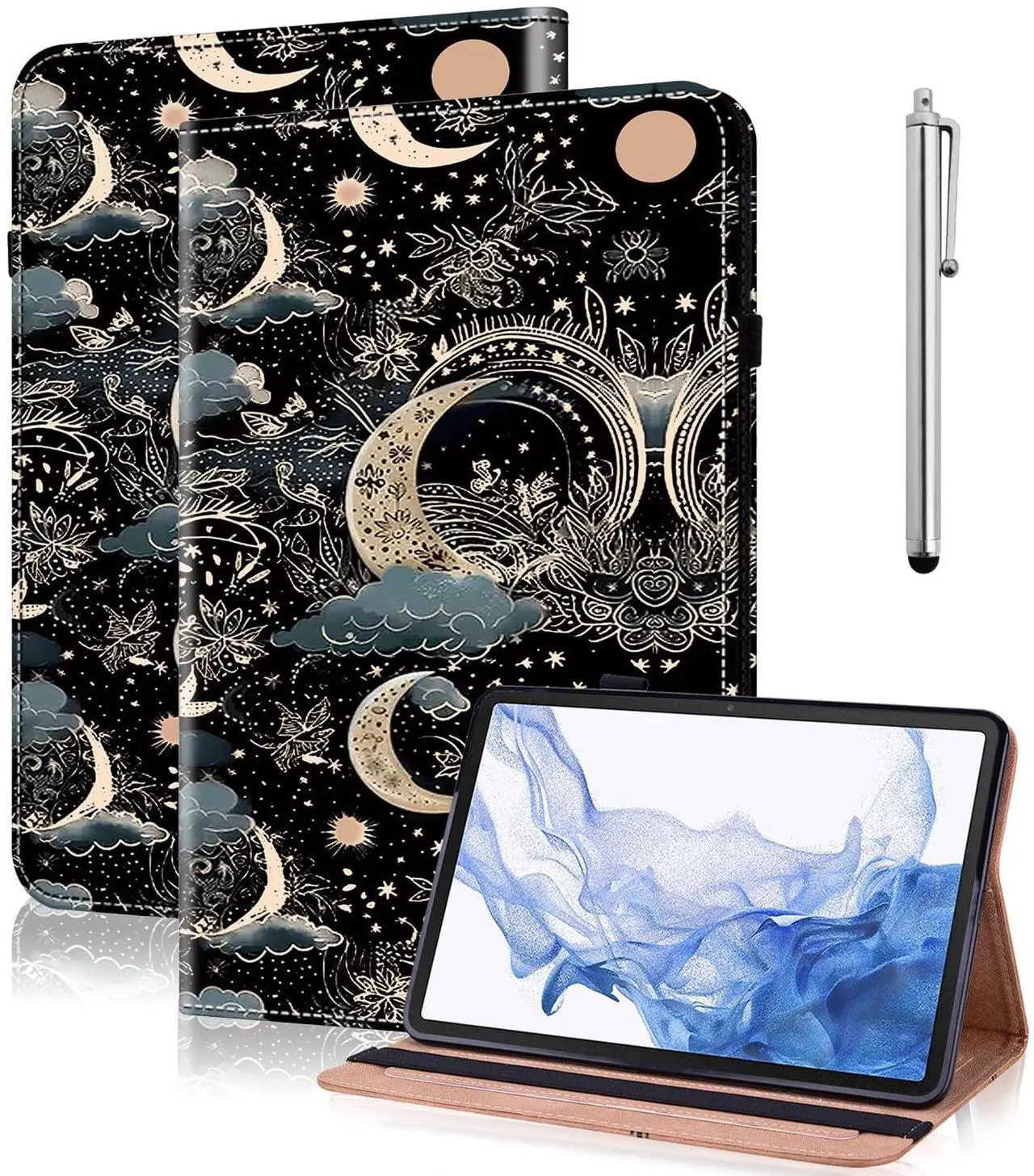 Main image of VODEFOX Case for Kindle Fire HD 8 & 8 Plus Tablet (12th/10th Generation,2024/2022/2020),Folio Slim Fit Stand PU Leather Wallet Shockproof Cover with Card Slots for Fire HD 8 Tablet 8 Inch- Moon