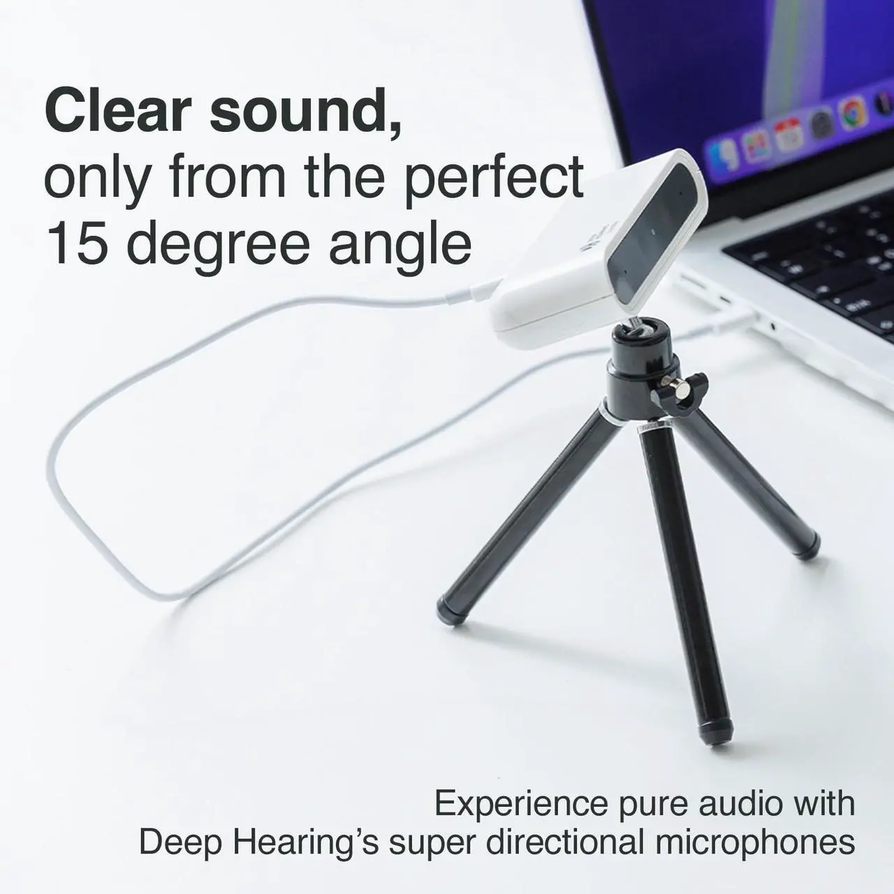 Alt view image 2 of 5 - DEEP HEARING, JustMe, AI Super Directional Mic (15deg Angle), USB Microphone for Mobile/PC, Ultralight, for Video Conferences, Streaming, Video Recording, Plug & Play