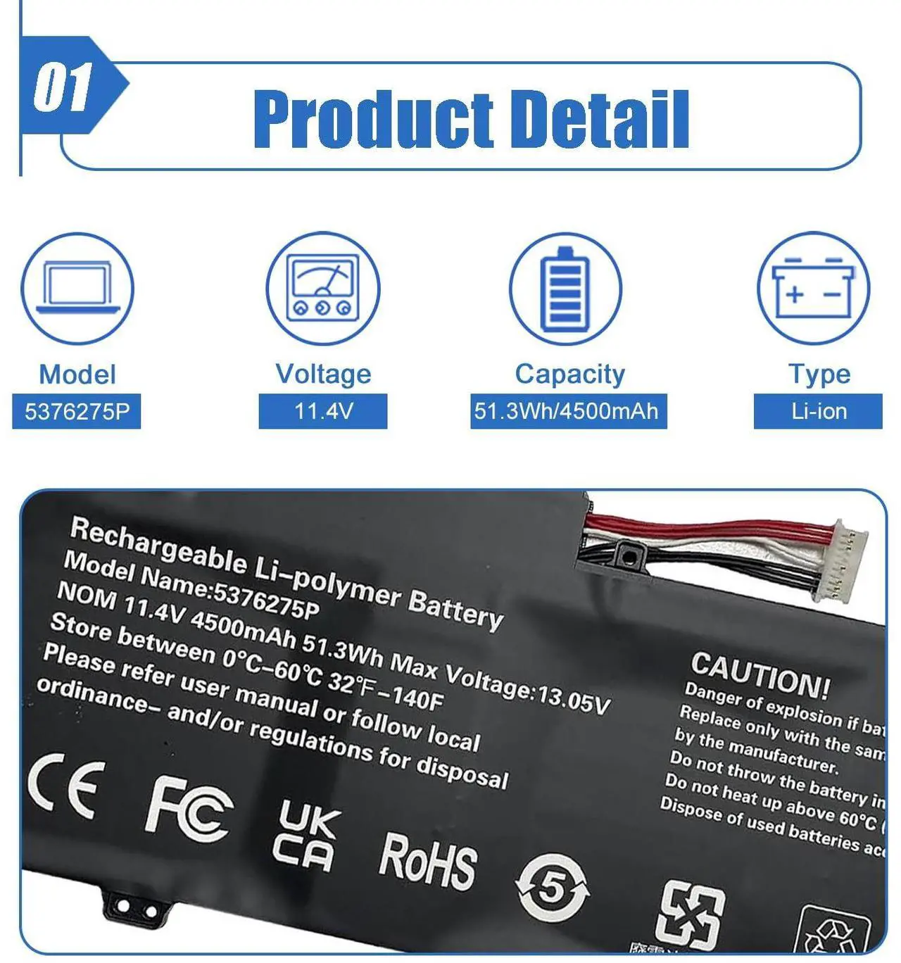 Alt view image 2 of 5 - 5376275P Battery Replacement for Gateway GWTN141-10 GWTN141-10BK GWTN141-10BL GWTN141-10GR GWTN141-4 GWTN141-4BL GWTN141-4BK GWTN141-2BL GWTN141-5BK GWTN156-5BL UTL-509068-3S NV-509067-3S 51.3Wh