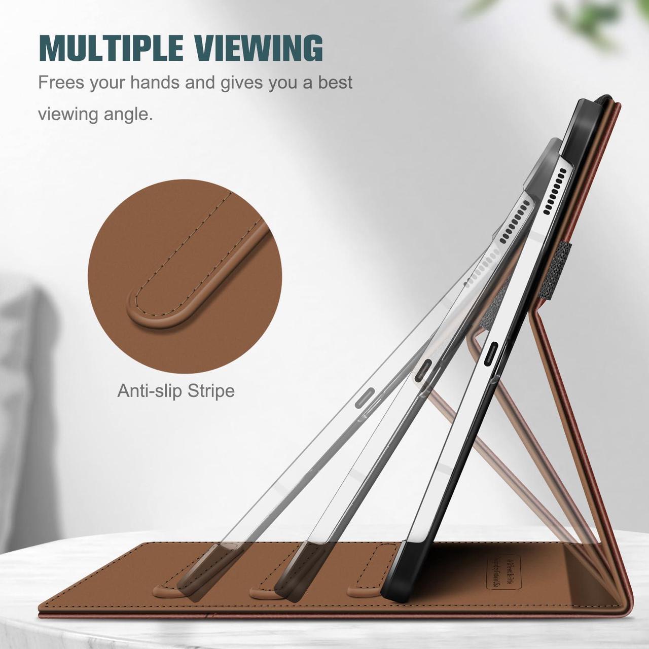 Alt view image 3 of 5 - Fintie Case for Samsung Galaxy Tab S10 FE/ S9 FE 5G 10.9 Inch/Tab S9 11 Inch, Multi-Angle Viewing Protective Cover with Pocket, Auto Sleep/Wake, Brown