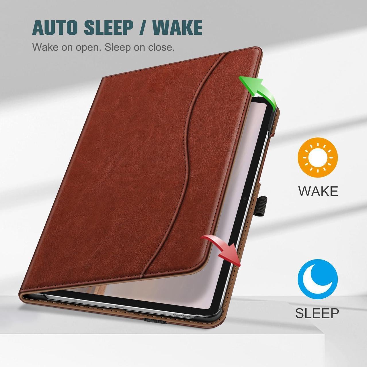 Alt view image 4 of 5 - Fintie Case for Samsung Galaxy Tab S10 FE/ S9 FE 5G 10.9 Inch/Tab S9 11 Inch, Multi-Angle Viewing Protective Cover with Pocket, Auto Sleep/Wake, Brown