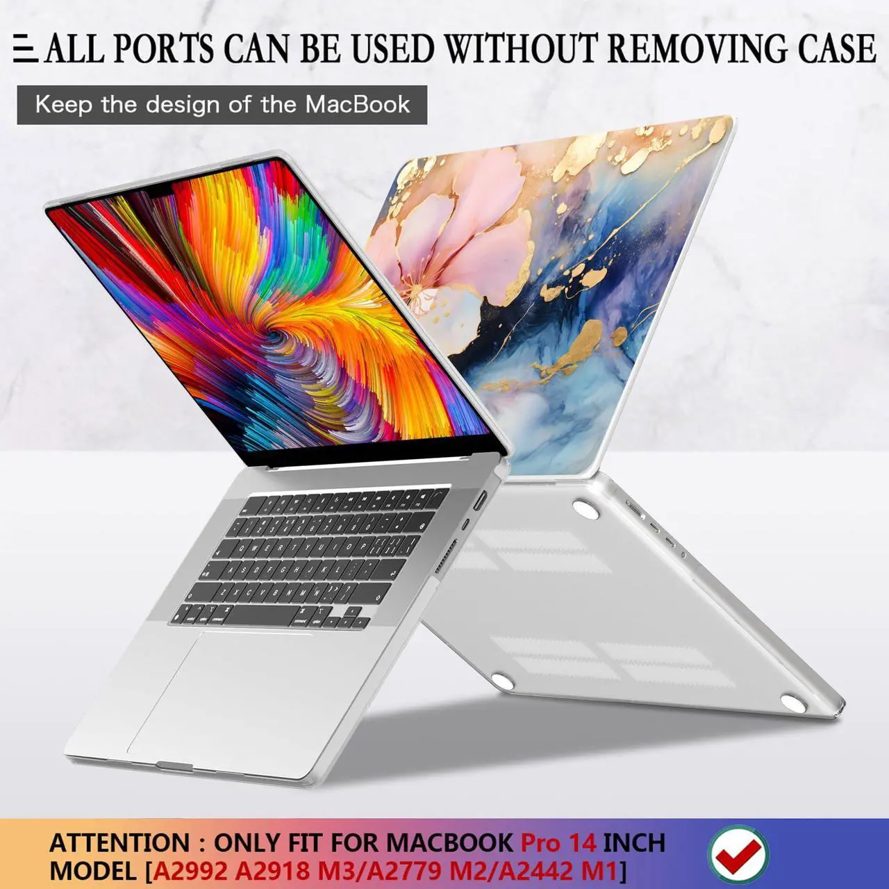 Alt view image 5 of 5 - CISSOOK Plastic Hard Shell Compatible with MacBook Pro 14 inch Case 2024 2023 2022 2021 Release, M4 A3112 A3185 A3401 M3 A2918 A2992 M2 A2779 M1 A2442 Pro/Max Chip, Marble Flower