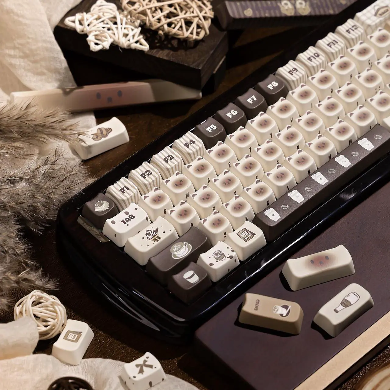 Alt view image 3 of 5 - COOMICKEY 133 Keys PBT Keycaps 60 65 75 100 Percent, Mao Profile Dye Sublimation, Cute Cat Custom Keyboard Keycaps Set for 61/64/68/84/87/100/104/108 Cherry MX Mechanical Keyboard