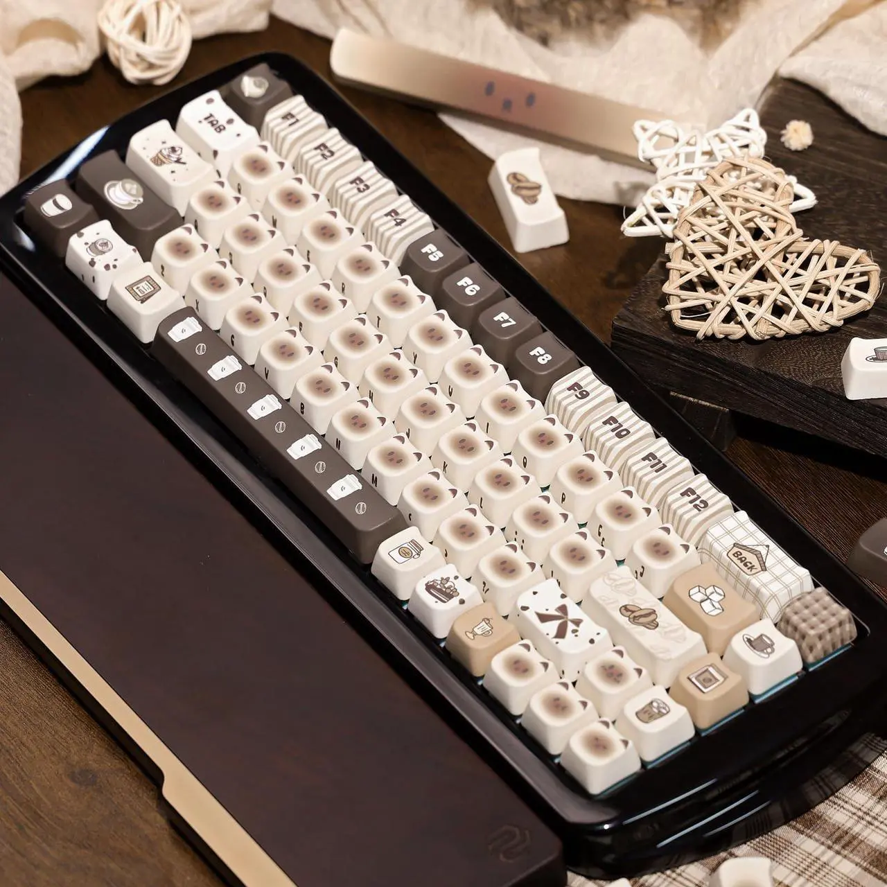 Alt view image 4 of 5 - COOMICKEY 133 Keys PBT Keycaps 60 65 75 100 Percent, Mao Profile Dye Sublimation, Cute Cat Custom Keyboard Keycaps Set for 61/64/68/84/87/100/104/108 Cherry MX Mechanical Keyboard