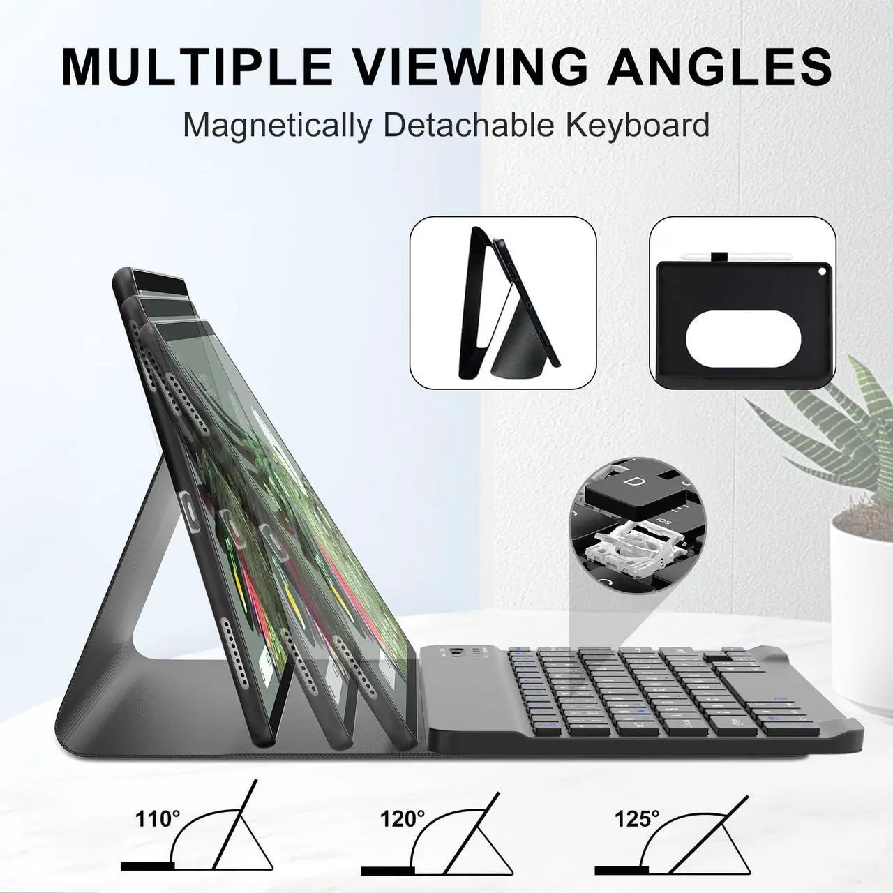 Alt view image 4 of 5 - Case with Keyboard for Google Pixel Tablet 11 inch 2023 Release, Rechargeable Magnetic Detachable Bluetooth Keyboard, Slim & Light, Smart Folio Cover with Pen Holder for Pixel Tablet, Auto Sleep/Wake