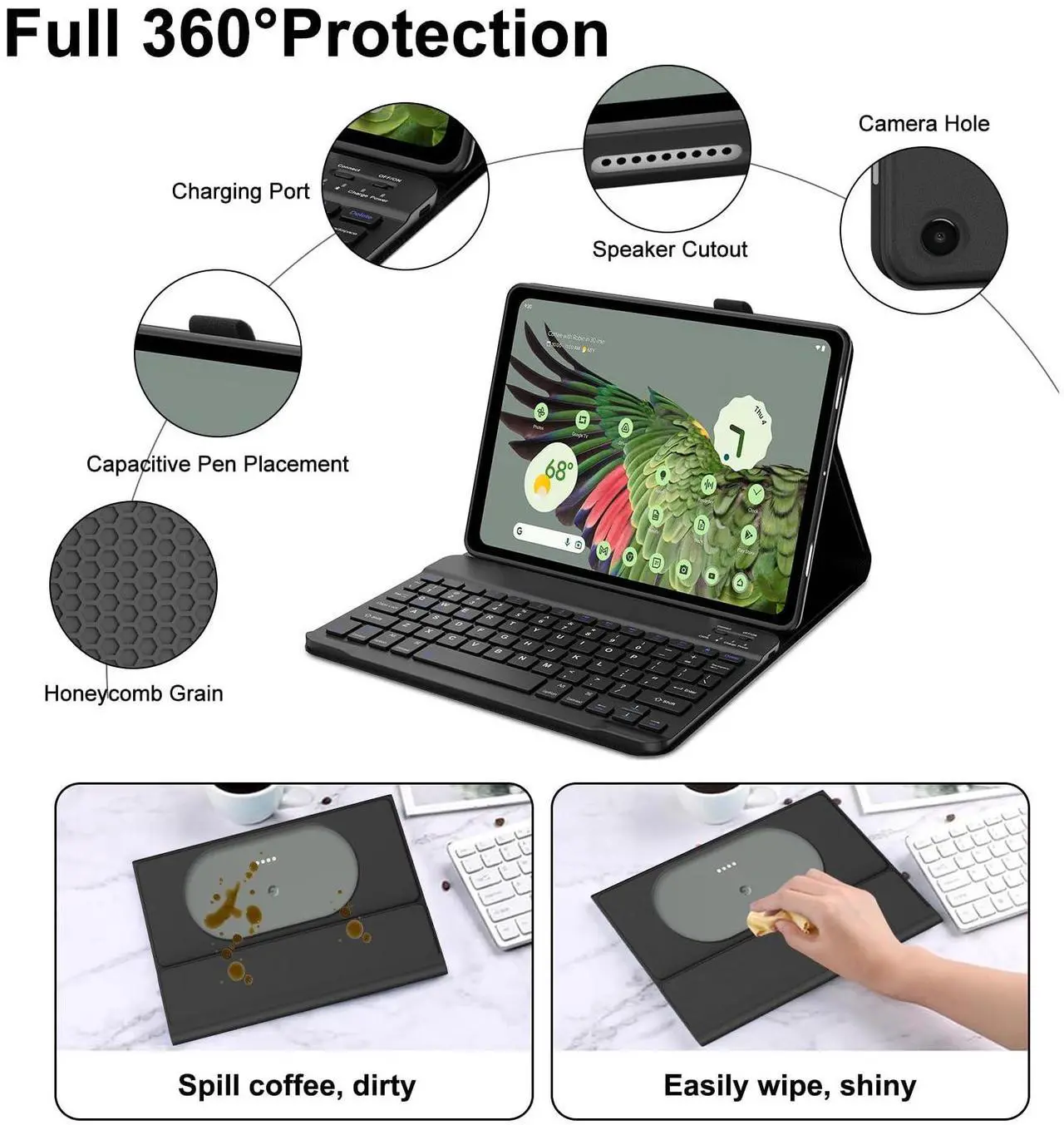 Alt view image 5 of 5 - Case with Keyboard for Google Pixel Tablet 11 inch 2023 Release, Rechargeable Magnetic Detachable Bluetooth Keyboard, Slim & Light, Smart Folio Cover with Pen Holder for Pixel Tablet, Auto Sleep/Wake