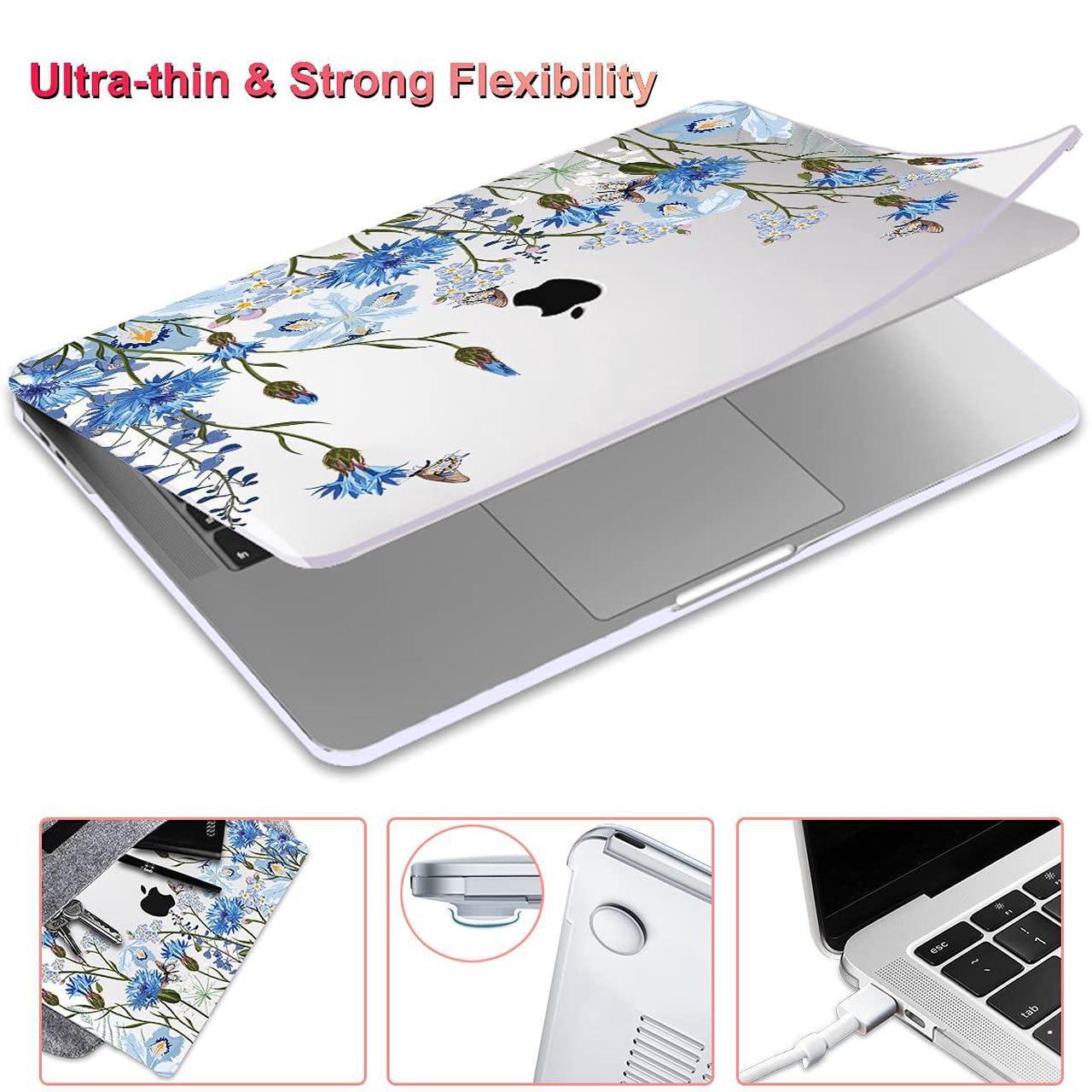Alt view image 5 of 5 - LCMOCICO for MacBook Pro 13 Inch Case 2022 M2 2020 2021 A2338 M1 A2251 A2289 with Touch Bar & Touch ID, Plastic Hard Case Keyboard Cover Screen Protector Webcam Cover Brush, Tropical Blue Flowers