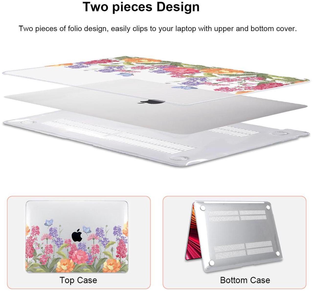 Alt view image 4 of 5 - LCMOCICO for MacBook Air 13 inch M1 Case 2021 2020 2019 2018 (Model M1 A2337 A2179 A1932) with Touch ID & Retina Display, Printed Pattern Hard Shell Case Keyboard Cover, Pink & Purple Flowers