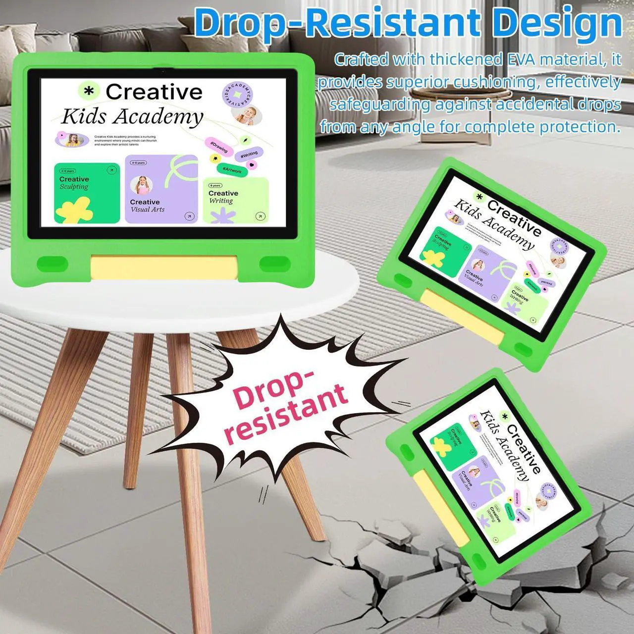 Alt view image 4 of 5 - NRKDUBQ Kids Tablet, 10.1 inch IPS HD Touchscreen Android 14 64 GB Storage, 8GB (4+4 Virtual) RAM, Octa Core Tablet for Kid with Kid-Proof Case, Parental Controls, 12-hr Battery, WiFi, GPS - Green