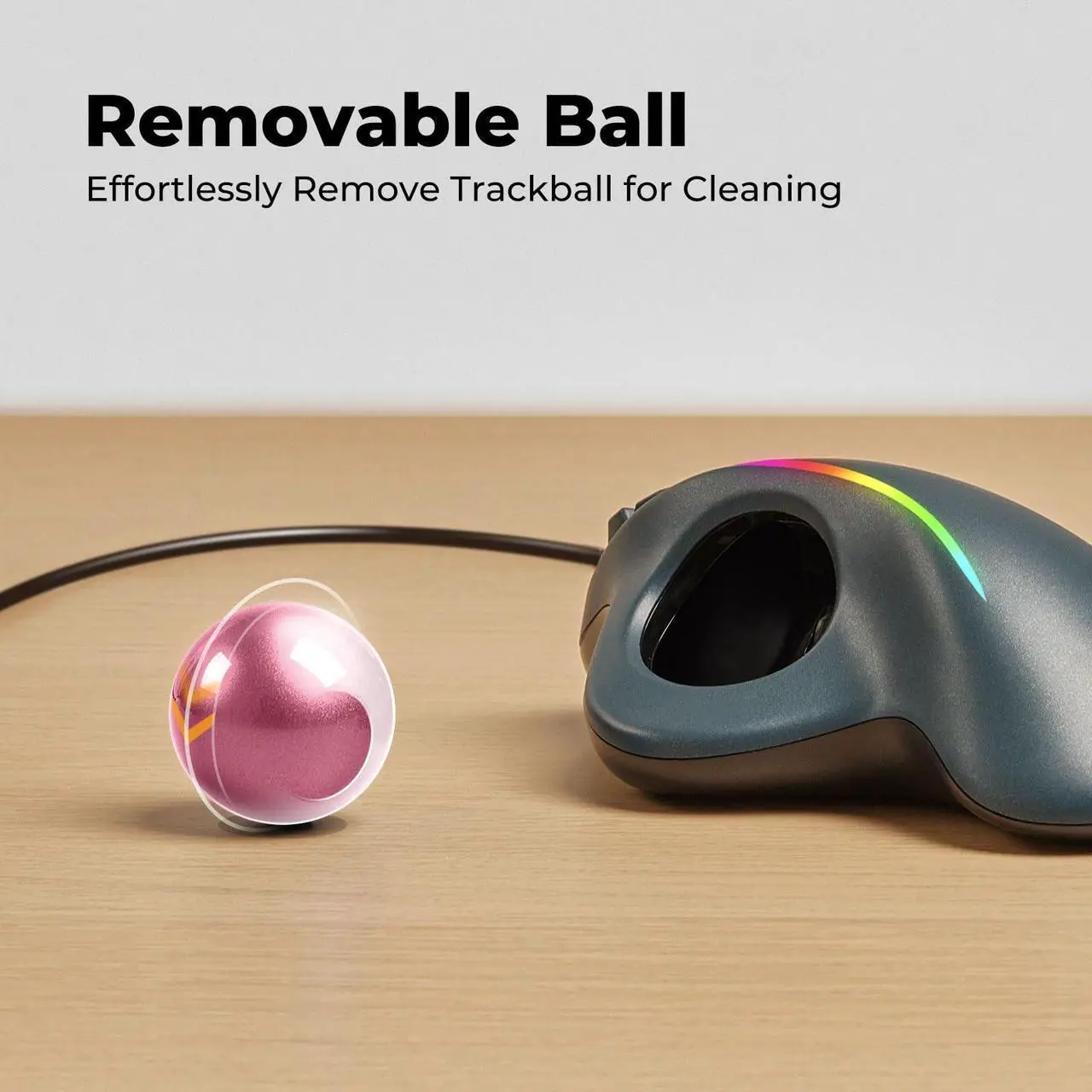 Alt view image 5 of 5 - Wired Trackball Mouse, Ergonomic Comfort Design Reduces Muscle Strain, Easy Thumb Control, Precision Tracking with 5 DPI Options, Dual USB-C/USB-A Interface Compatible for PC, Laptop, Mac, Windows